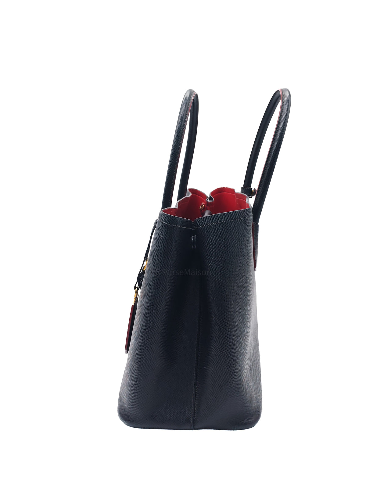 Prada Saffiano Cuir Black Double Bag Medium