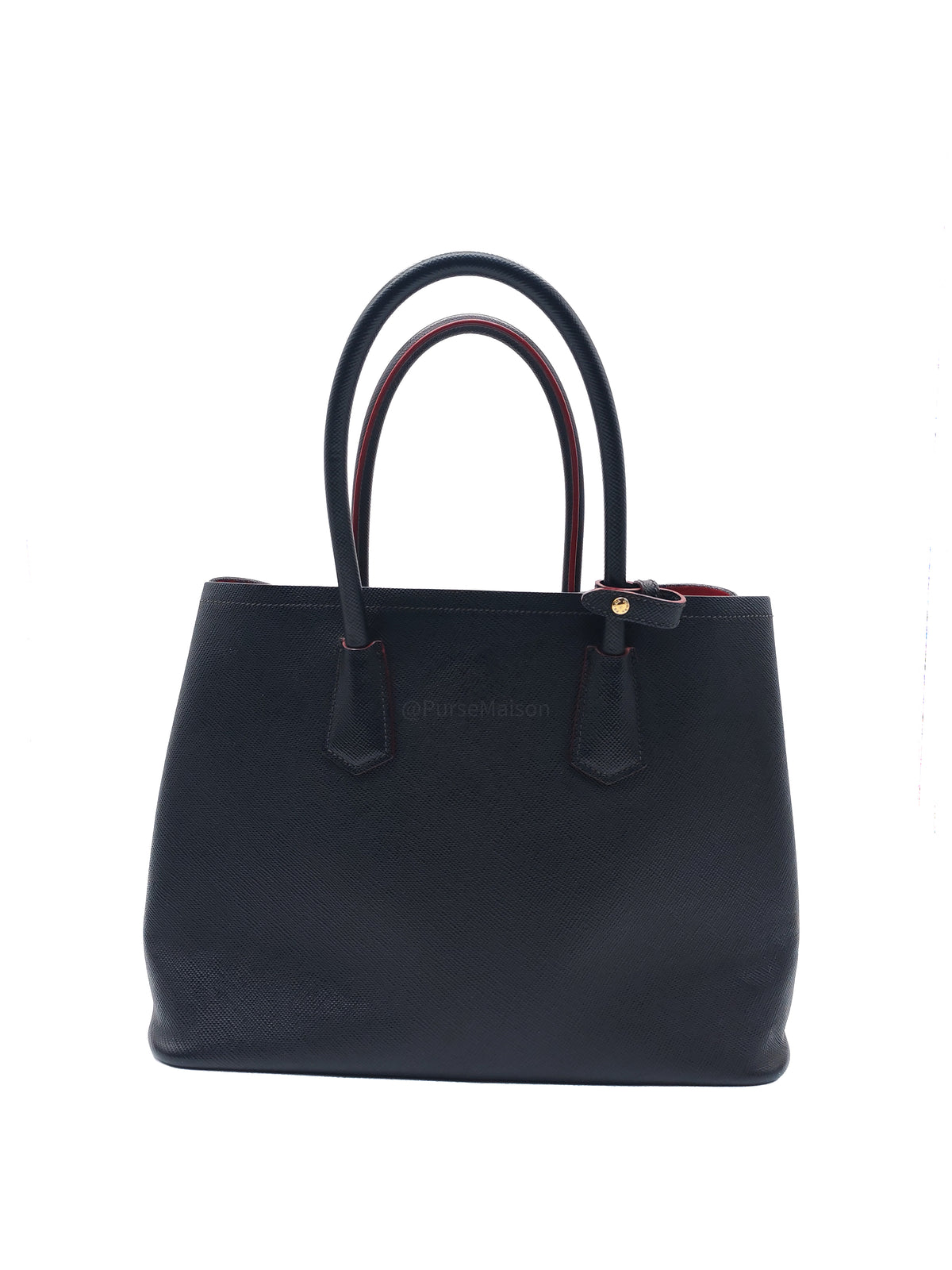 Prada Saffiano Cuir Black Double Bag Medium