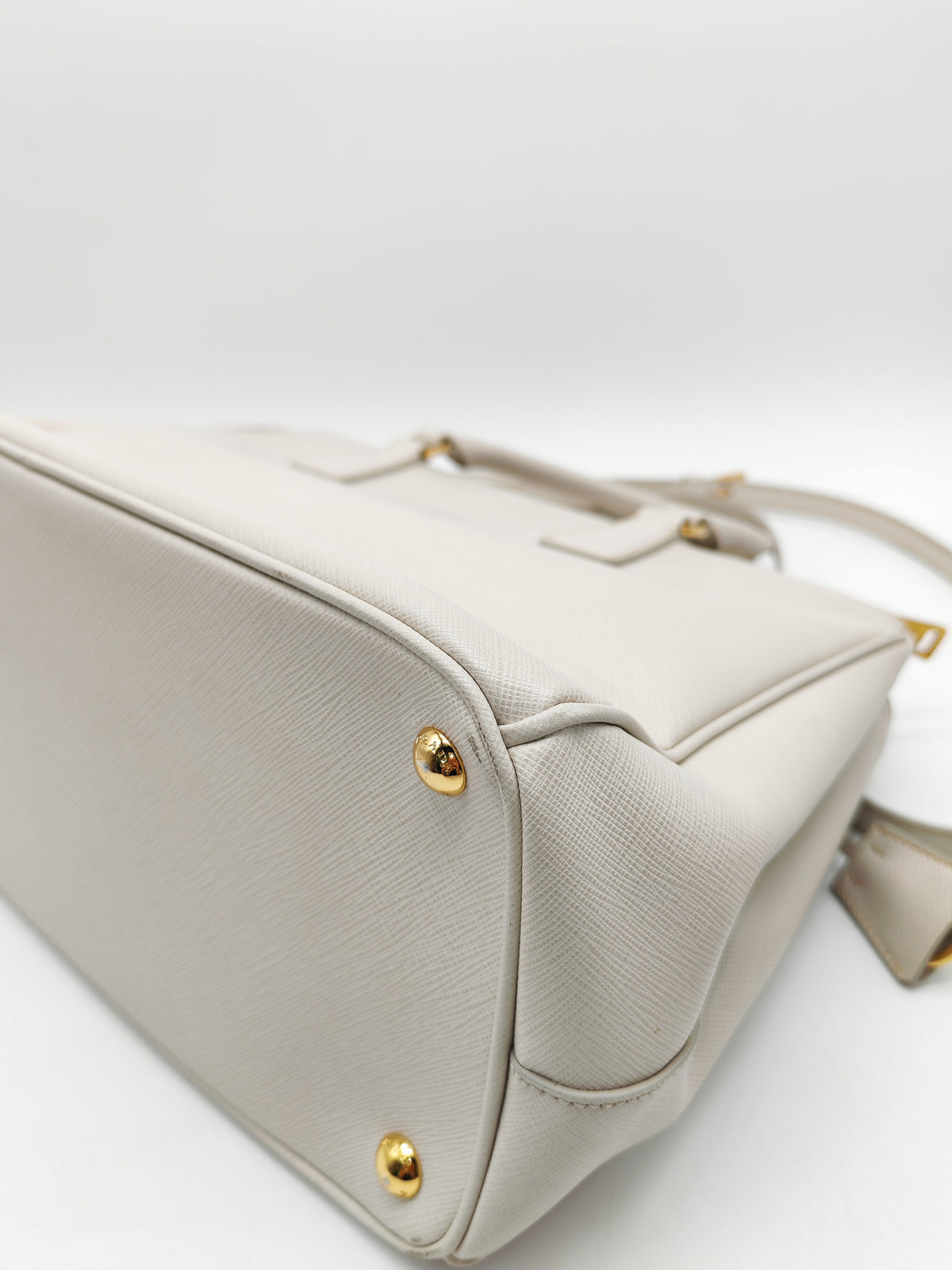 Prada Double Zip Tote Bag in White Galleria Saffiano Leather and Gold Hardware