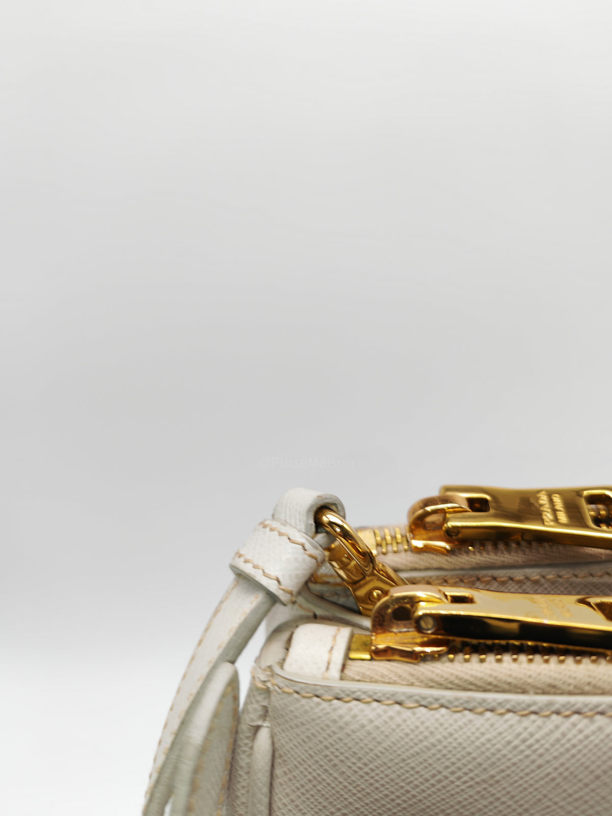 Prada Double Zip Tote Bag in White Galleria Saffiano Leather and Gold Hardware