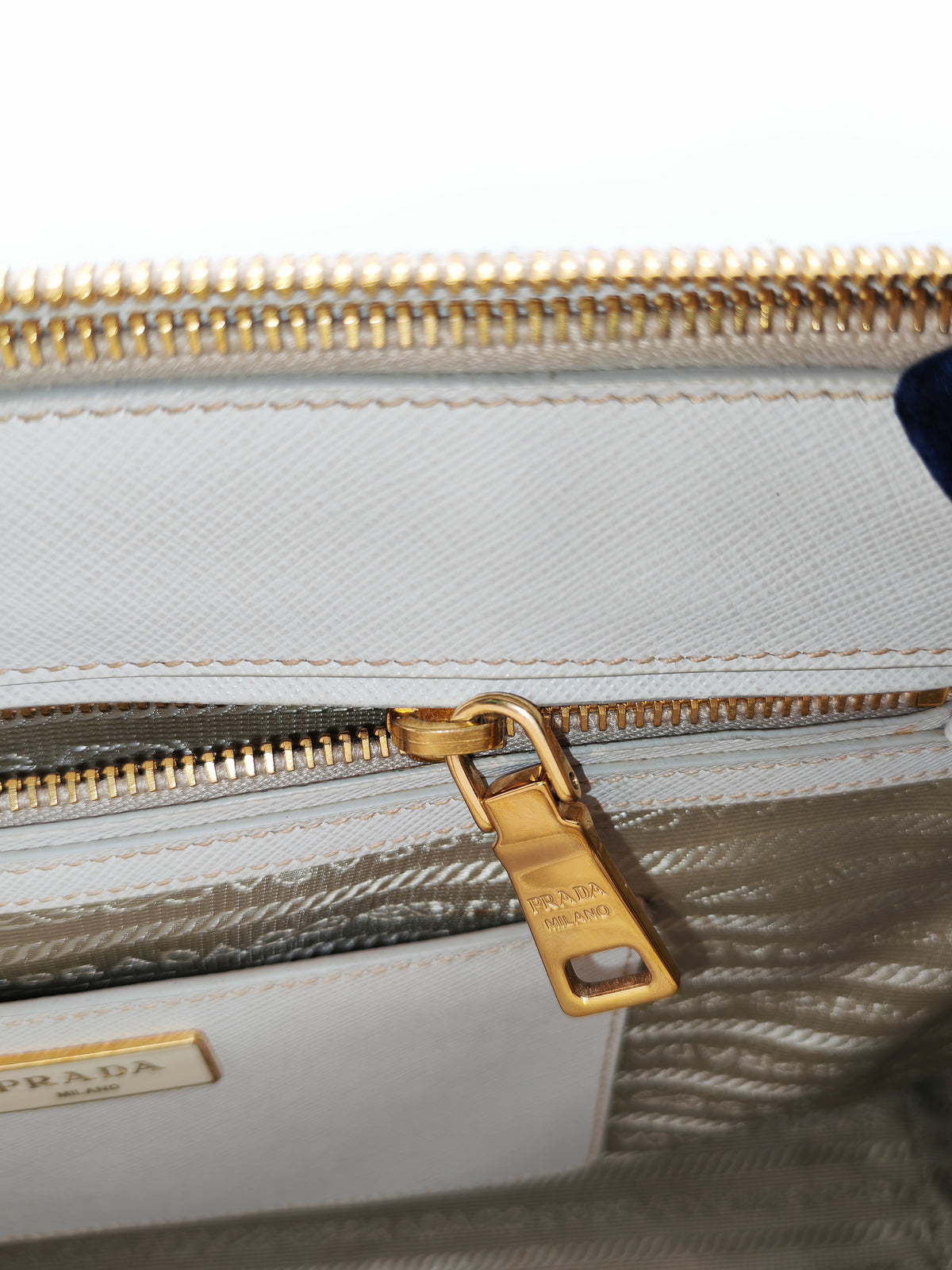 Prada Double Zip Tote Bag in White Galleria Saffiano Leather and Gold Hardware
