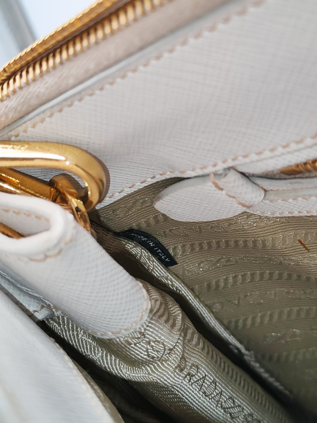 Prada Double Zip Tote Bag in White Galleria Saffiano Leather and Gold Hardware