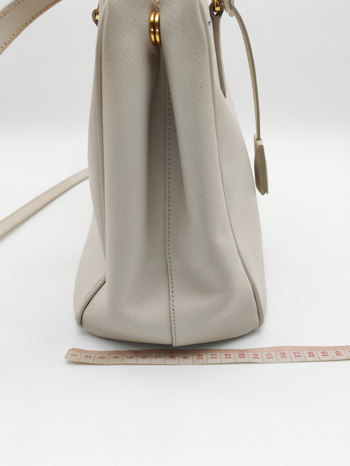 Prada Double Zip Tote Bag in White Galleria Saffiano Leather and Gold Hardware