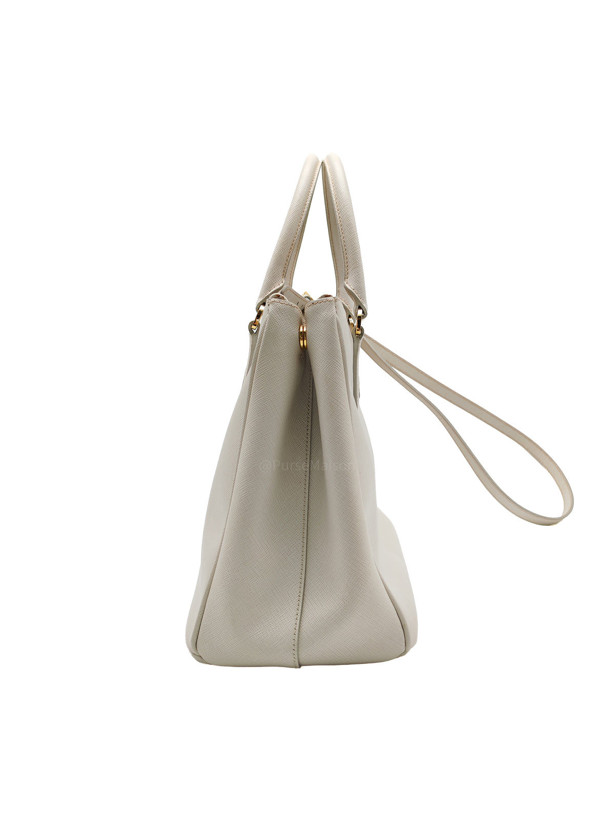 Prada Double Zip Tote Bag in White Galleria Saffiano Leather and Gold Hardware