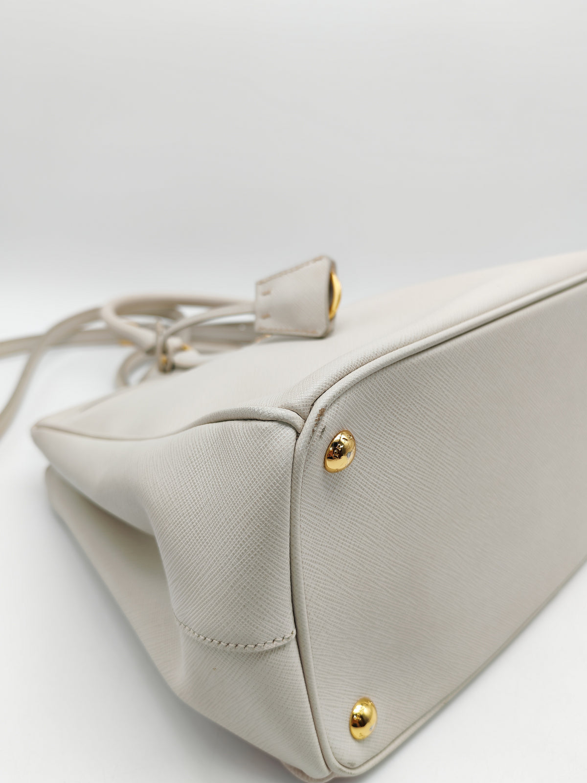 Prada Double Zip Tote Bag in White Galleria Saffiano Leather and Gold Hardware