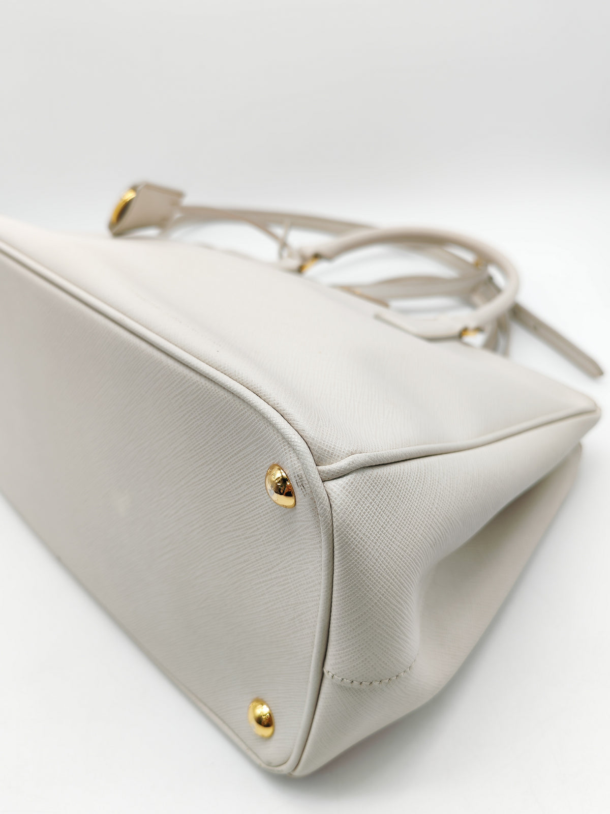 Prada Double Zip Tote Bag in White Galleria Saffiano Leather and Gold Hardware