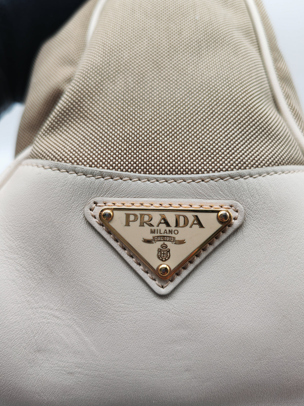 Prada Logo Jacquard Canvas Hobo Bag in Slouchy Brown Monogram Canvas and Gold Hardware