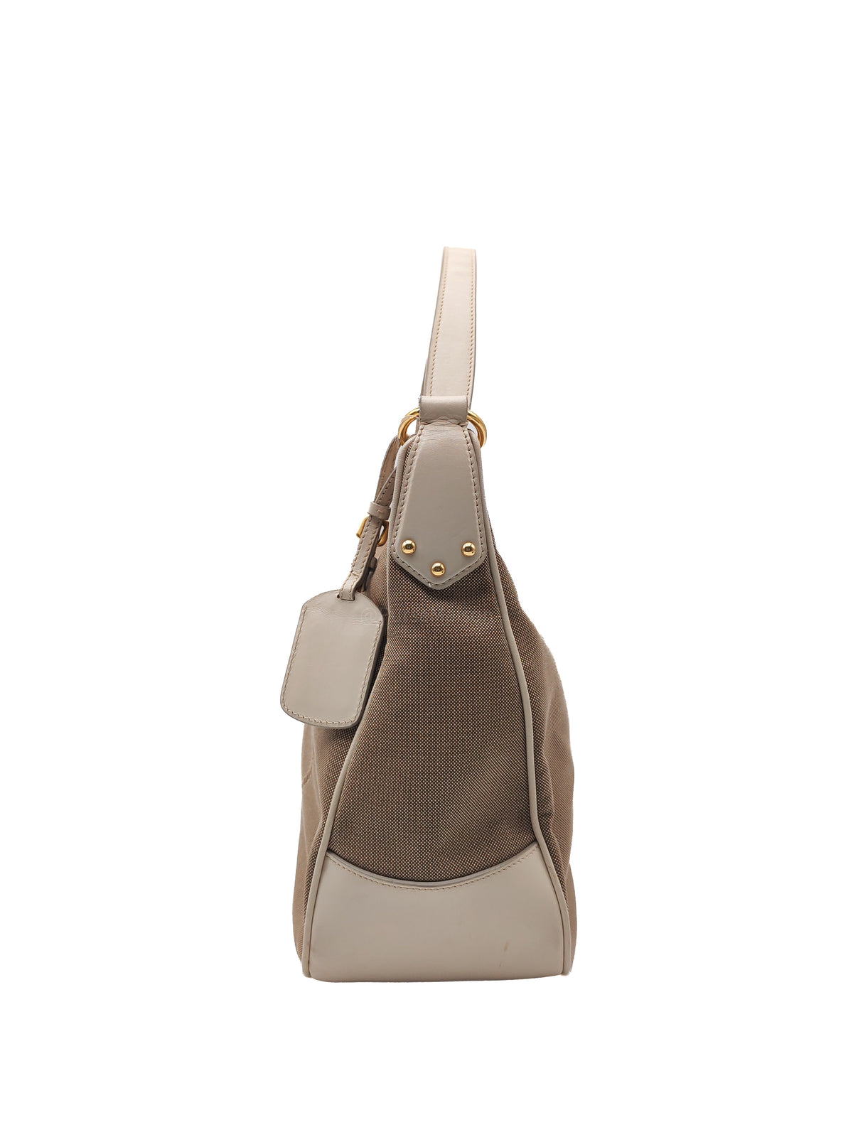 Prada Logo Jacquard Canvas Hobo Bag in Slouchy Brown Monogram Canvas and Gold Hardware