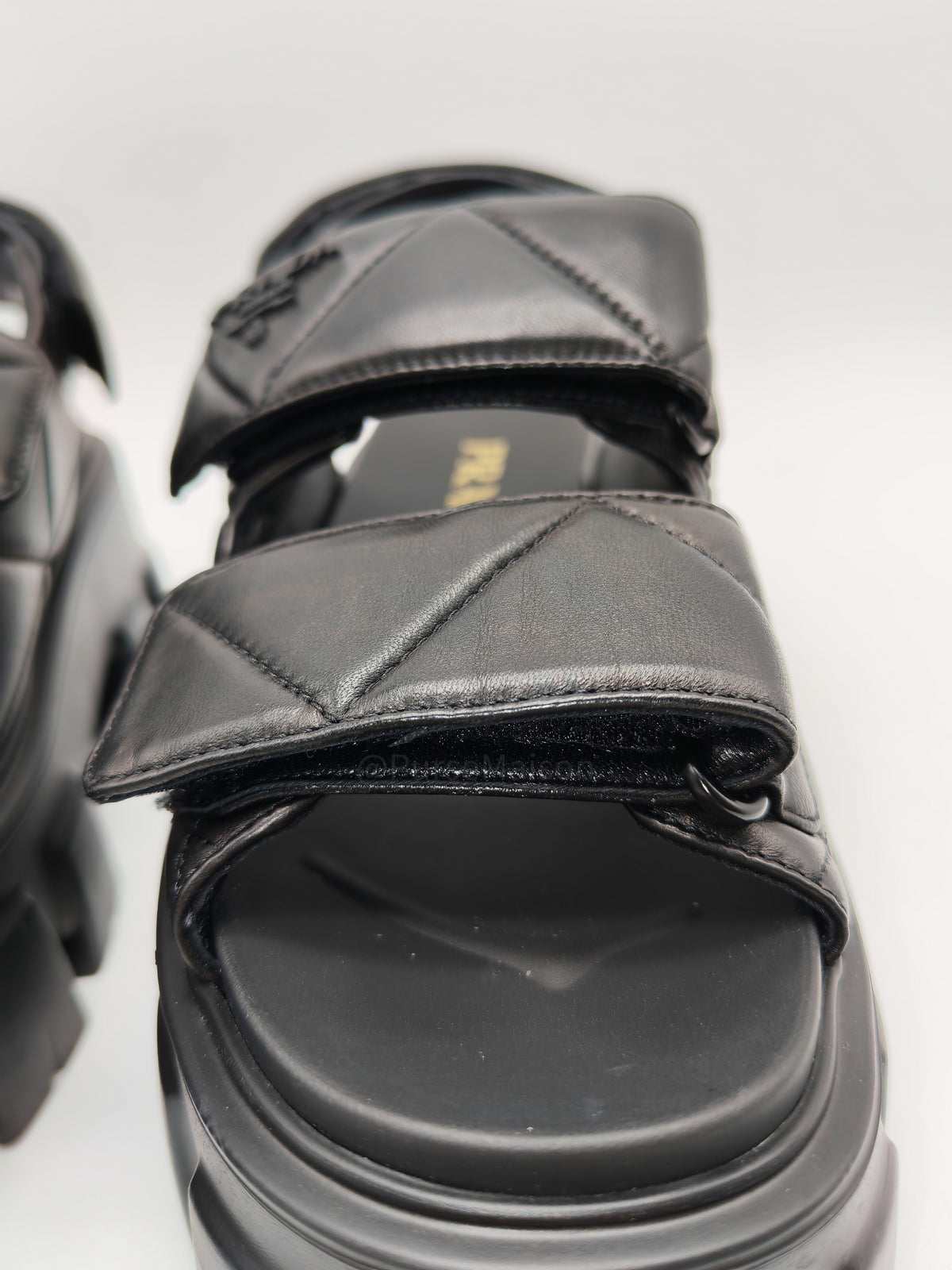 Prada Monolith Quilted Sandals in Black Nappa Leather Size 36 (24cm)