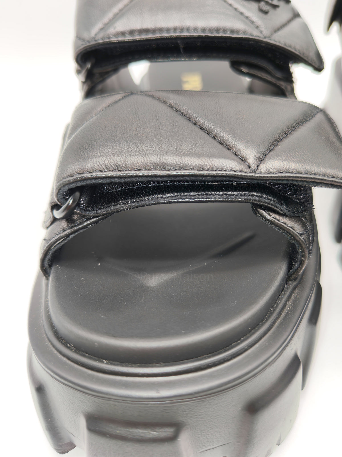 Prada Monolith Quilted Sandals in Black Nappa Leather Size 36 (24cm)