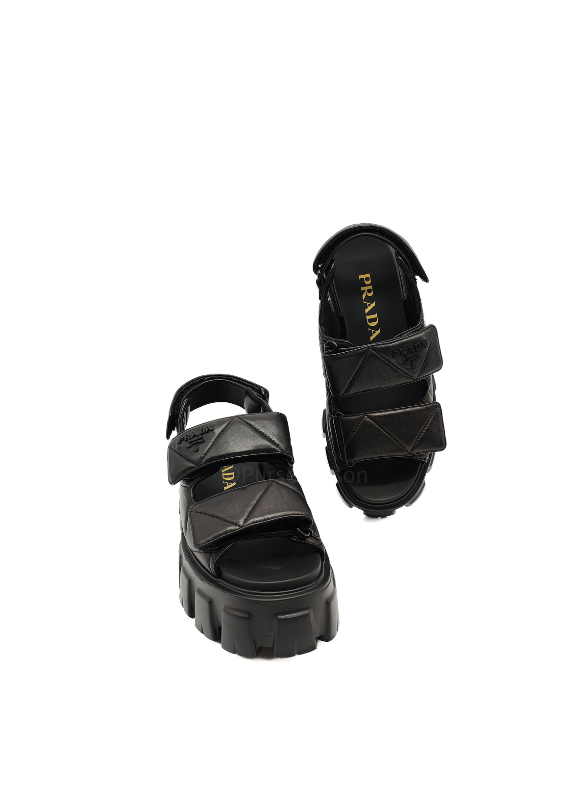 Prada Monolith Quilted Sandals in Black Nappa Leather Size 36 (24cm)