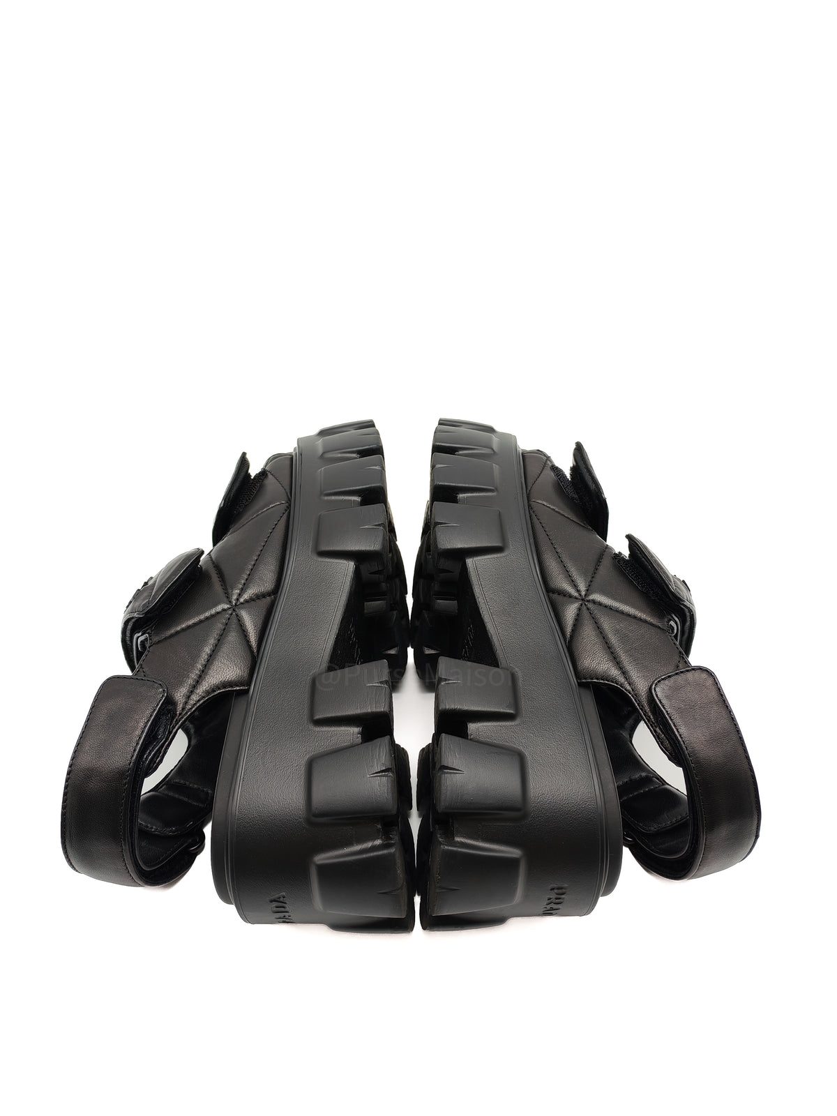 Prada Monolith Quilted Sandals in Black Nappa Leather Size 36 (24cm)