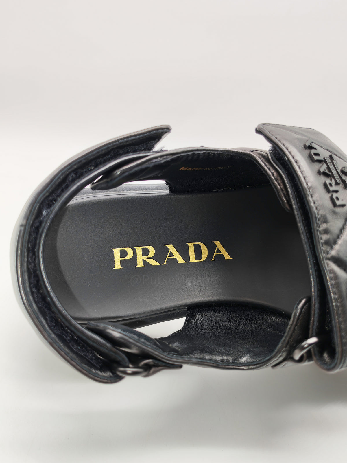Prada Monolith Quilted Sandals in Black Nappa Leather Size 36 (24cm)