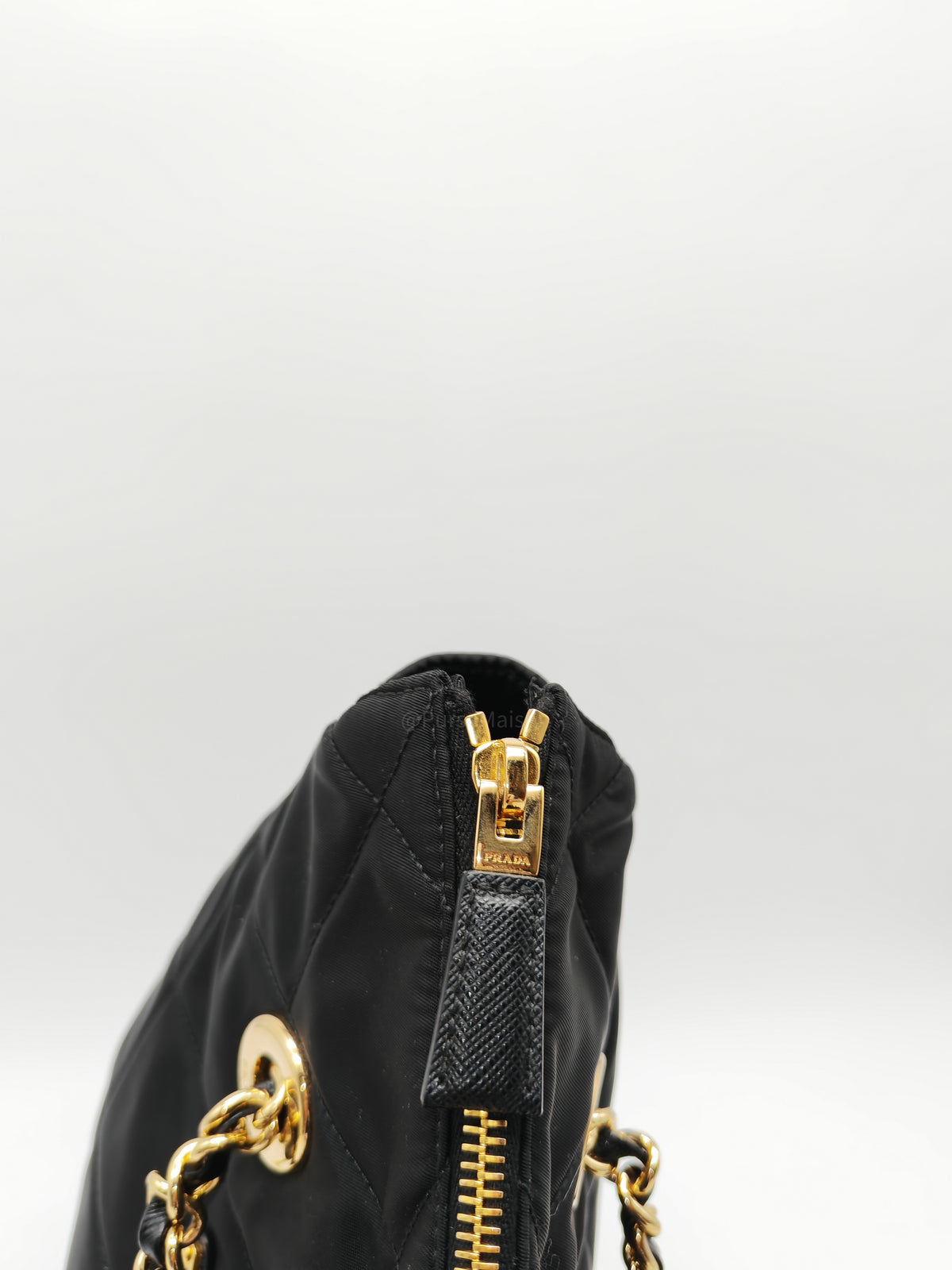 Prada Re-Edition 1995 Chain Shoulder Bag in Black Tessuto Nylon and Gold Hardware