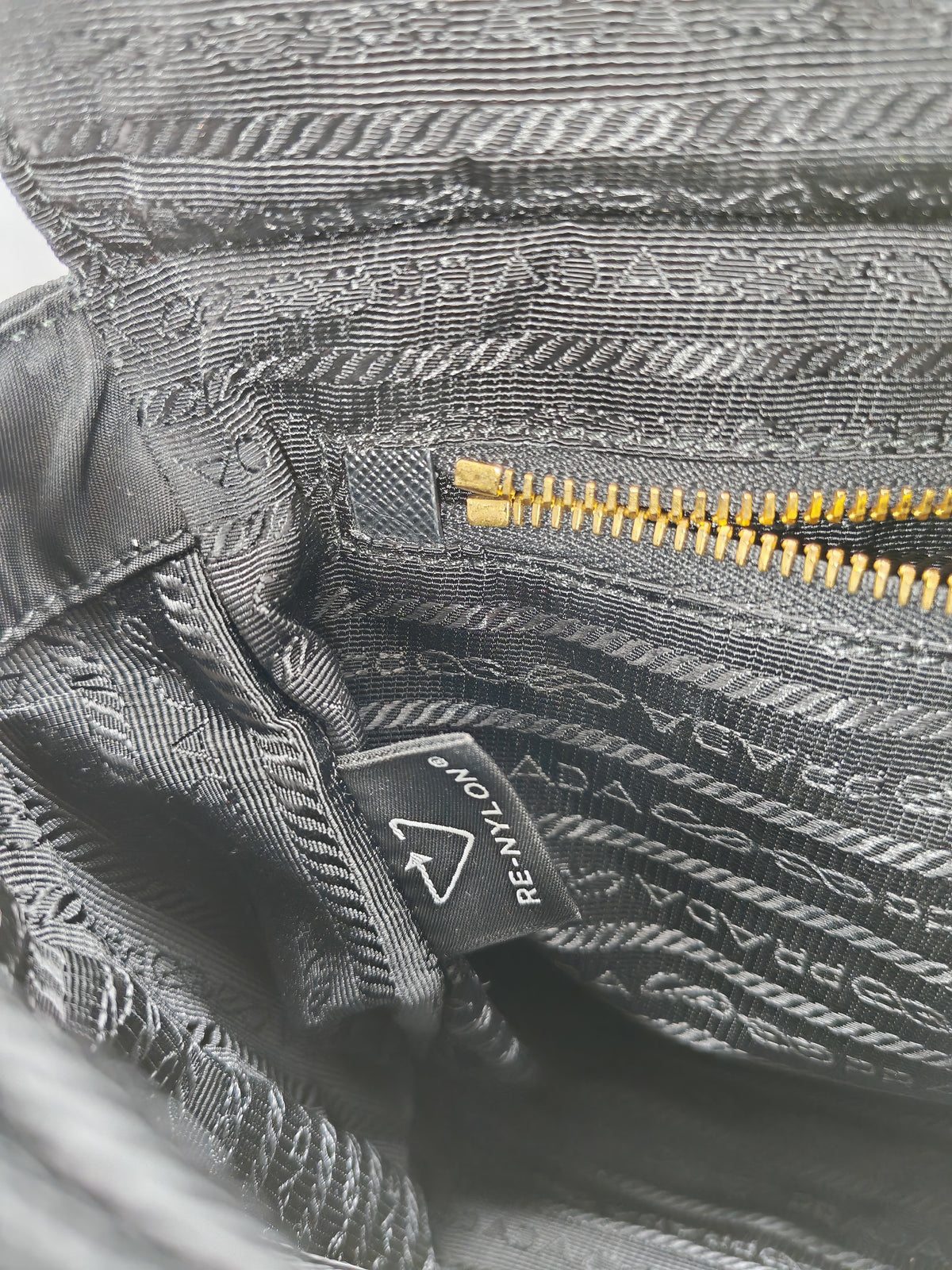 Prada Re-Edition 1995 Chain Shoulder Bag in Black Tessuto Nylon and Gold Hardware