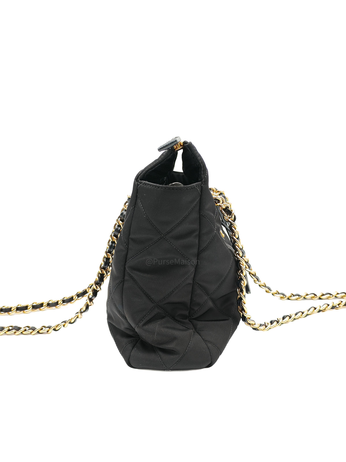 Prada Re-Edition 1995 Chain Shoulder Bag in Black Tessuto Nylon and Gold Hardware