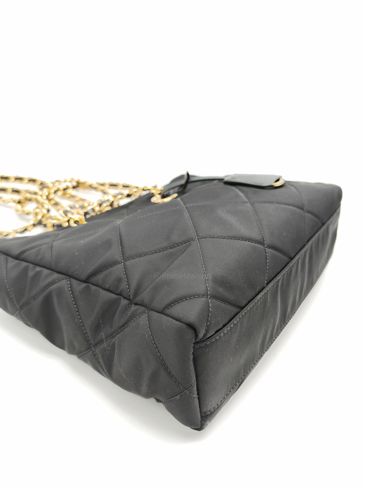Prada Re-Edition 1995 Chain Shoulder Bag in Black Tessuto Nylon and Gold Hardware