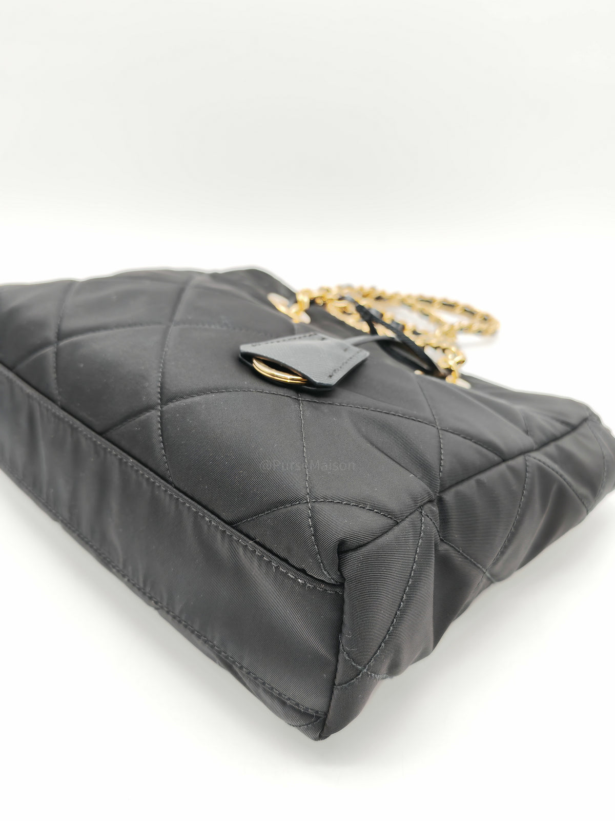 Prada Re-Edition 1995 Chain Shoulder Bag in Black Tessuto Nylon and Gold Hardware