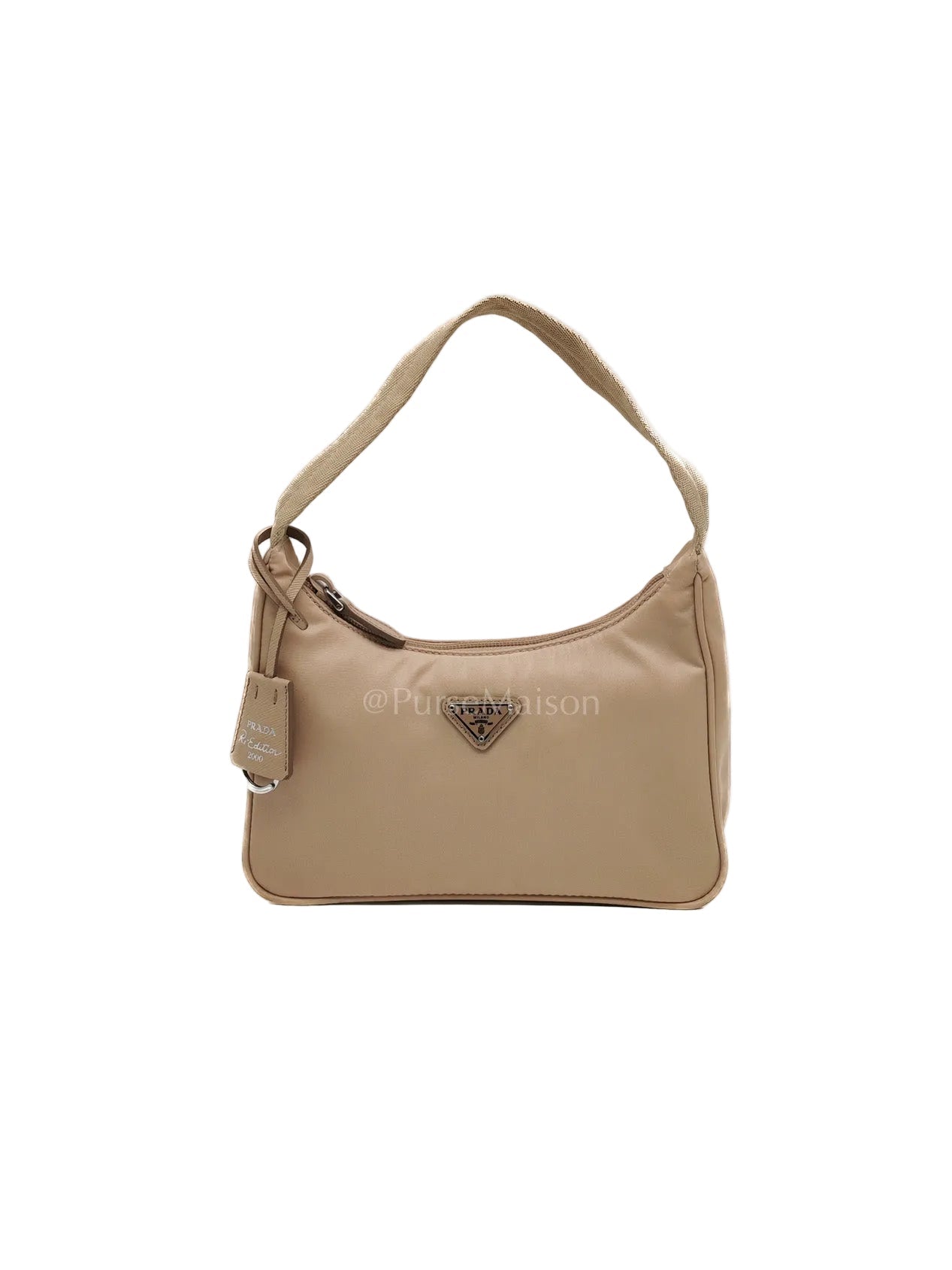 Re-Edition 2000 Mini Bag in Beige Tessuto Nylon Canvas