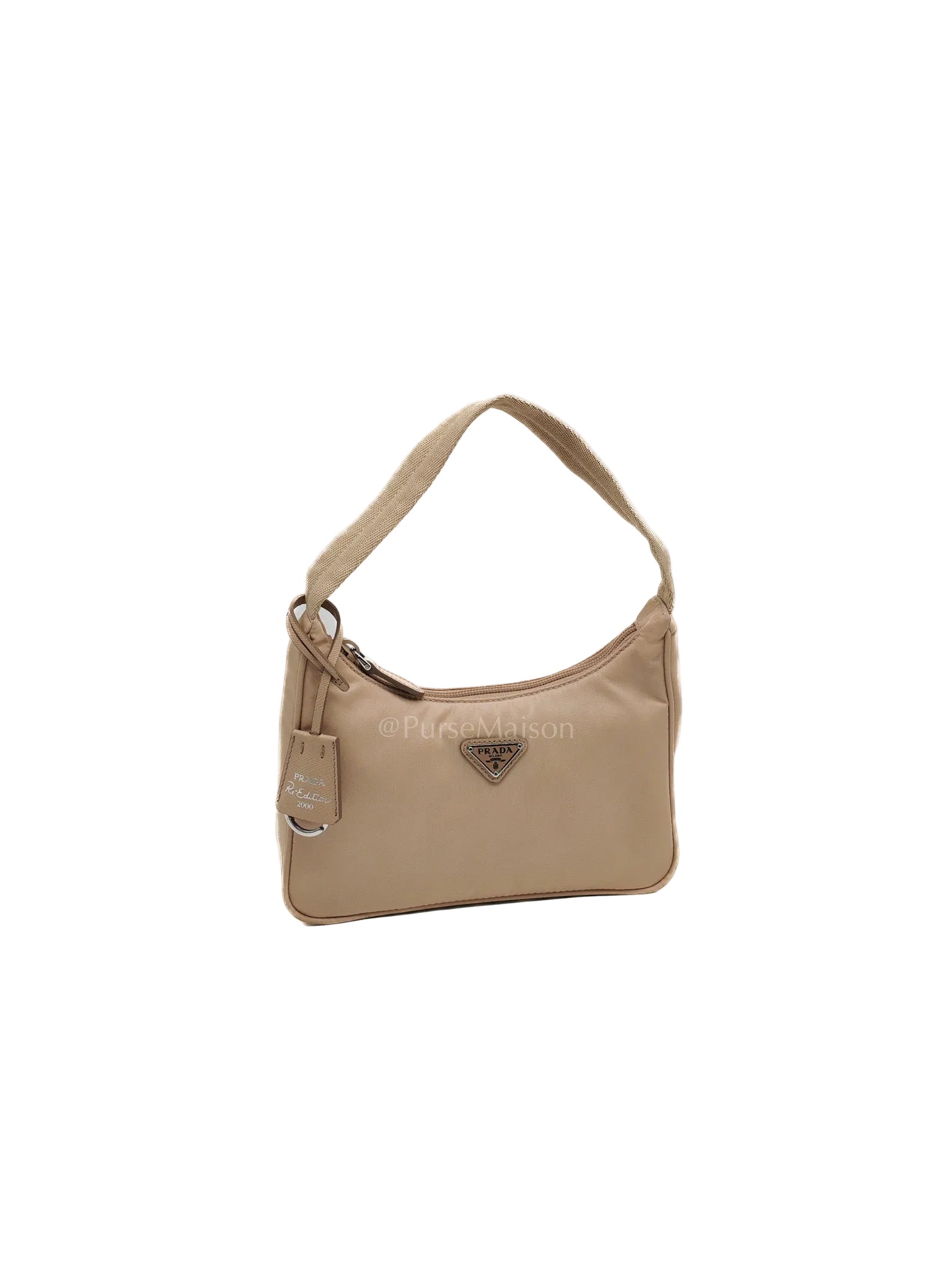 Re-Edition 2000 Mini Bag in Beige Tessuto Nylon Canvas