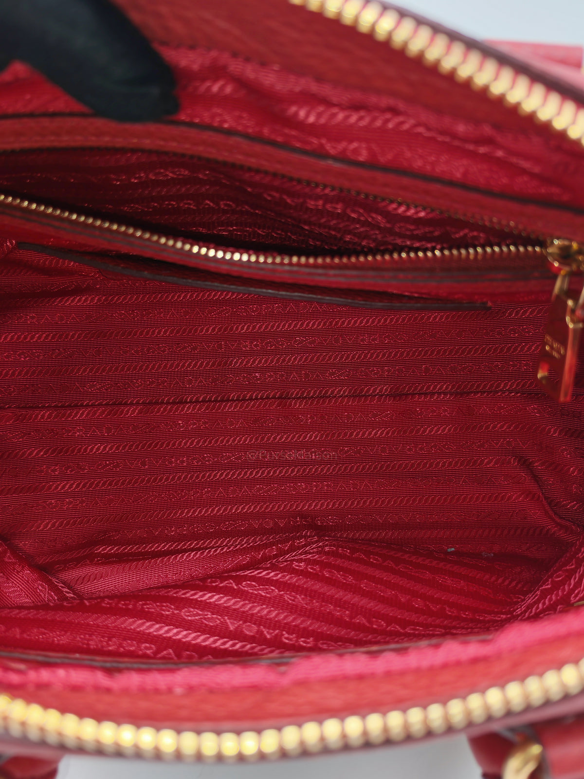 Prada Vitello Daino Bowling Bag in Red Bauletto Leather and Gold Hardware