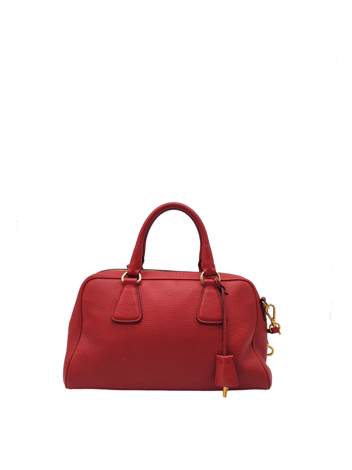 Prada Vitello Daino Bowling Bag in Red Bauletto Leather and Gold Hardware