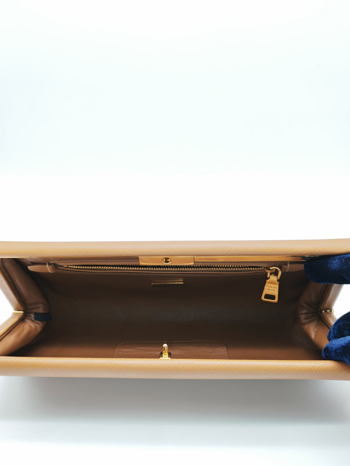 Prada Envelope Clutch in Brown Saffiano Leather and Gold Hardware
