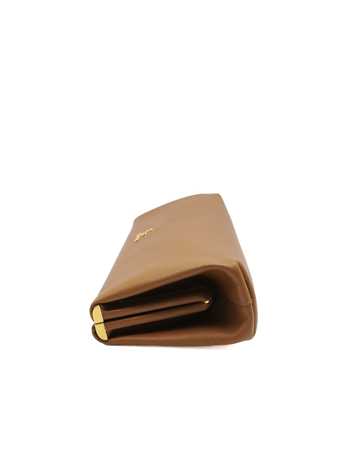 Prada Envelope Clutch in Brown Saffiano Leather and Gold Hardware