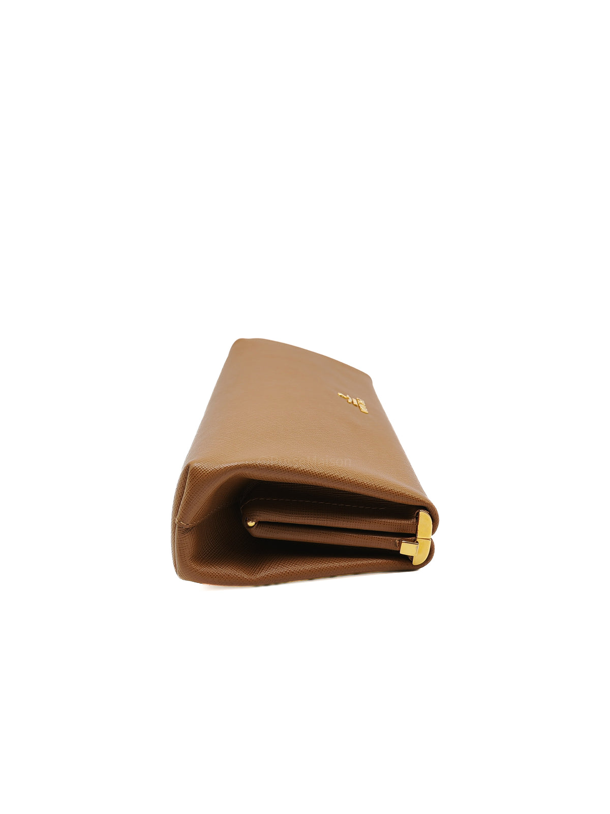 Prada Envelope Clutch in Brown Saffiano Leather and Gold Hardware