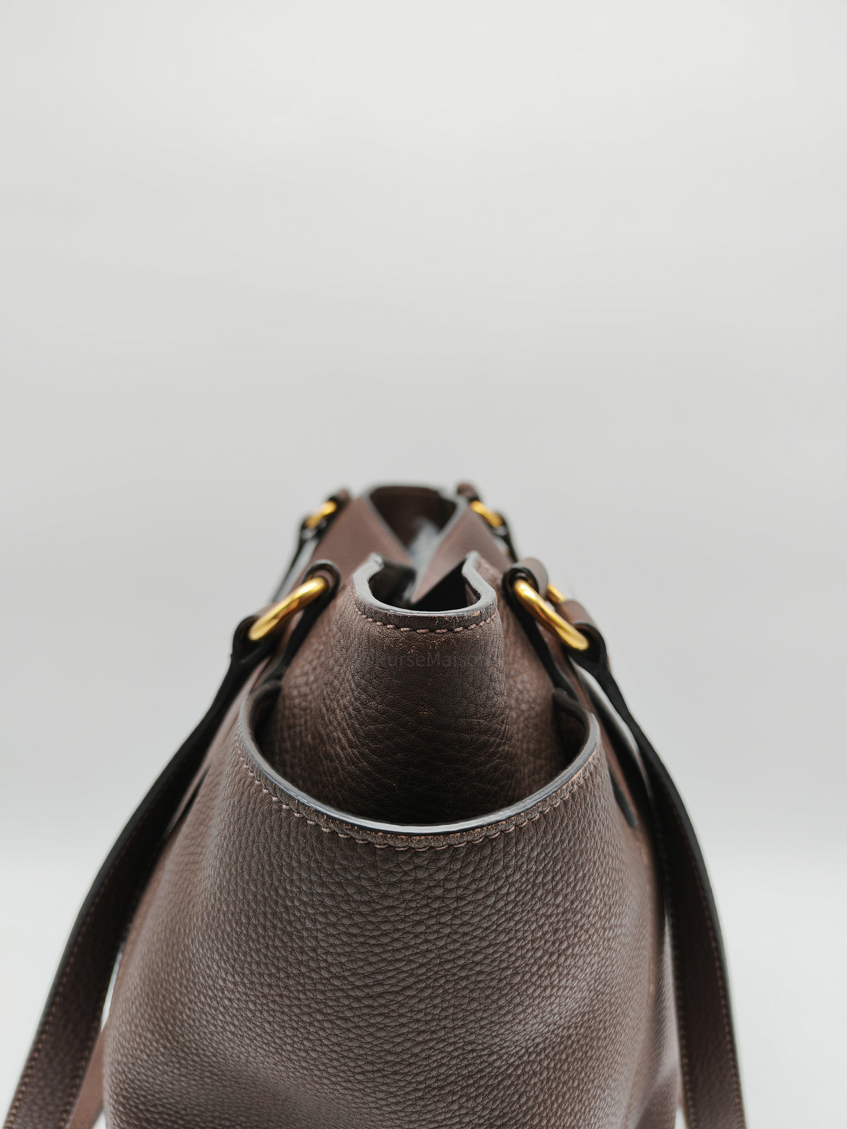 Prada BR4970 Marmo in Caffe Vitello Daino Leather Double-Pocket Tote Bag