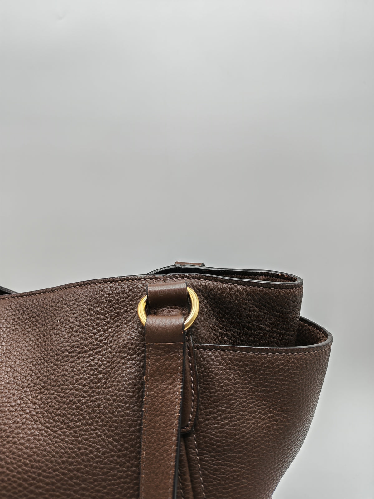 Prada BR4970 Marmo in Caffe Vitello Daino Leather Double-Pocket Tote Bag