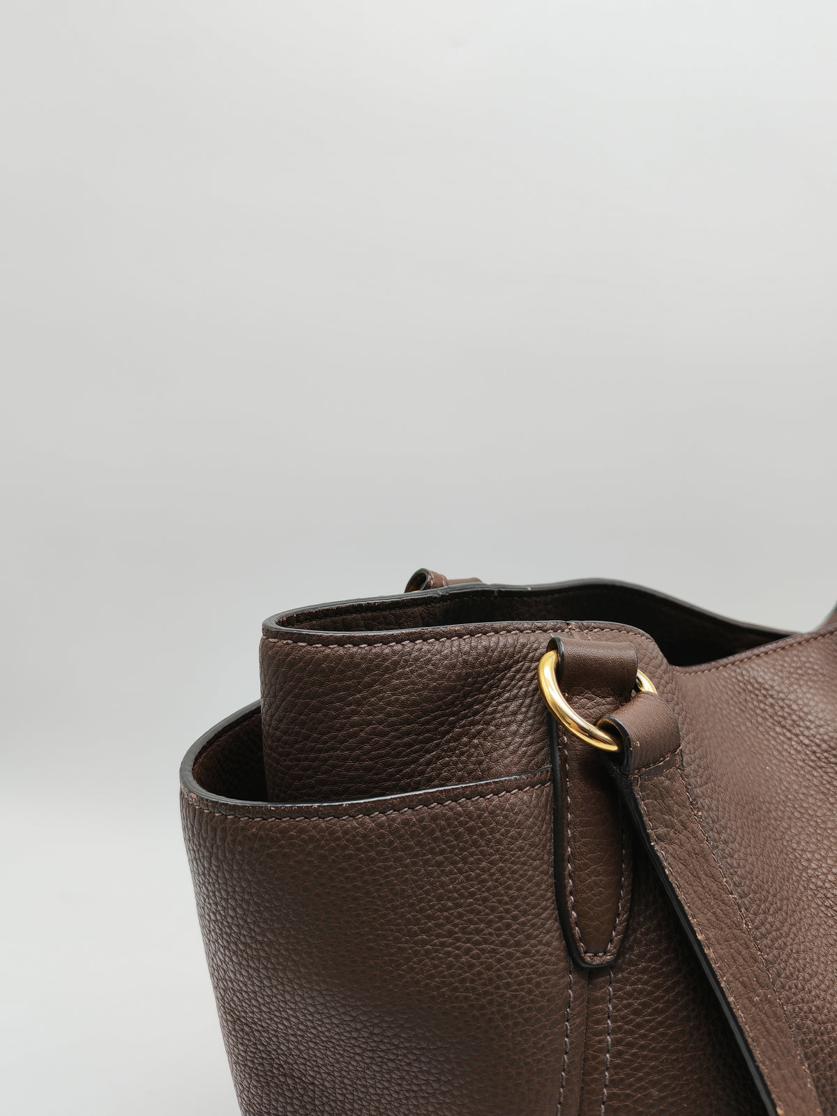 Prada BR4970 Marmo in Caffe Vitello Daino Leather Double-Pocket Tote Bag