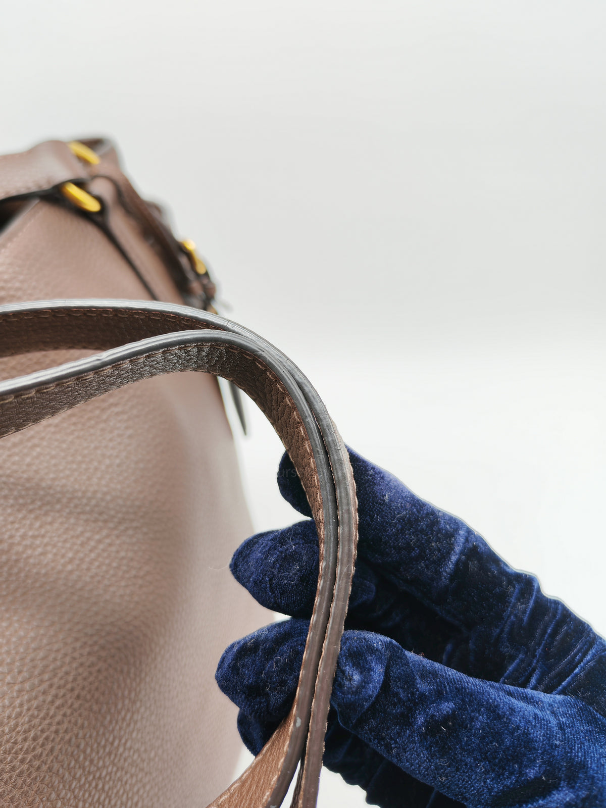 Prada BR4970 Marmo in Caffe Vitello Daino Leather Double-Pocket Tote Bag