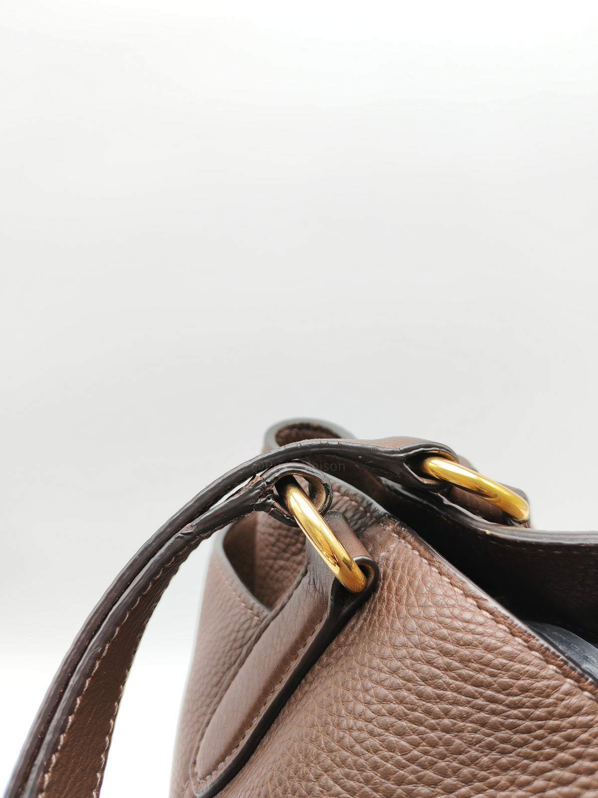 Prada BR4970 Marmo in Caffe Vitello Daino Leather Double-Pocket Tote Bag