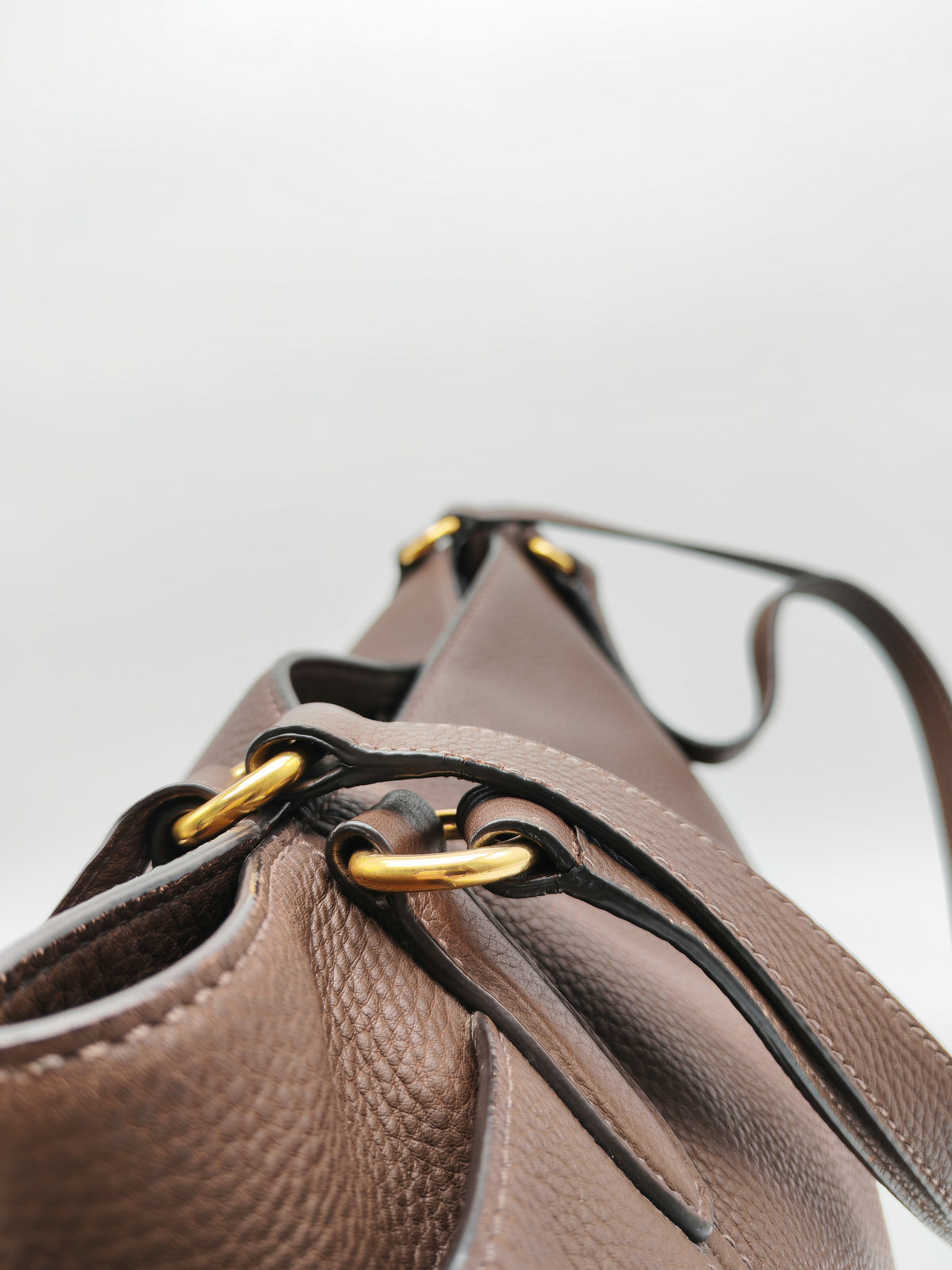Prada BR4970 Marmo in Caffe Vitello Daino Leather Double-Pocket Tote Bag