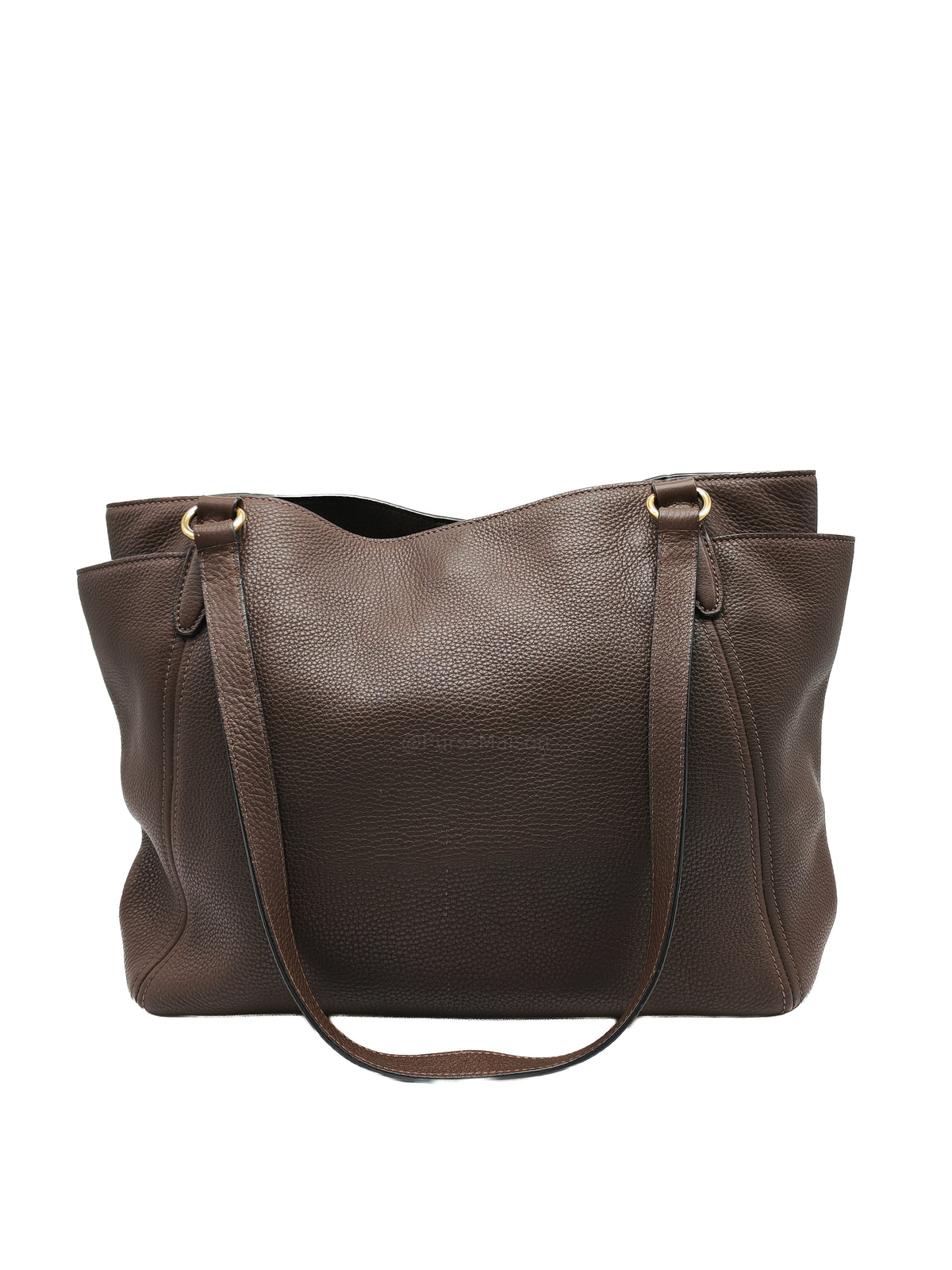 Prada BR4970 Marmo in Caffe Vitello Daino Leather Double-Pocket Tote Bag