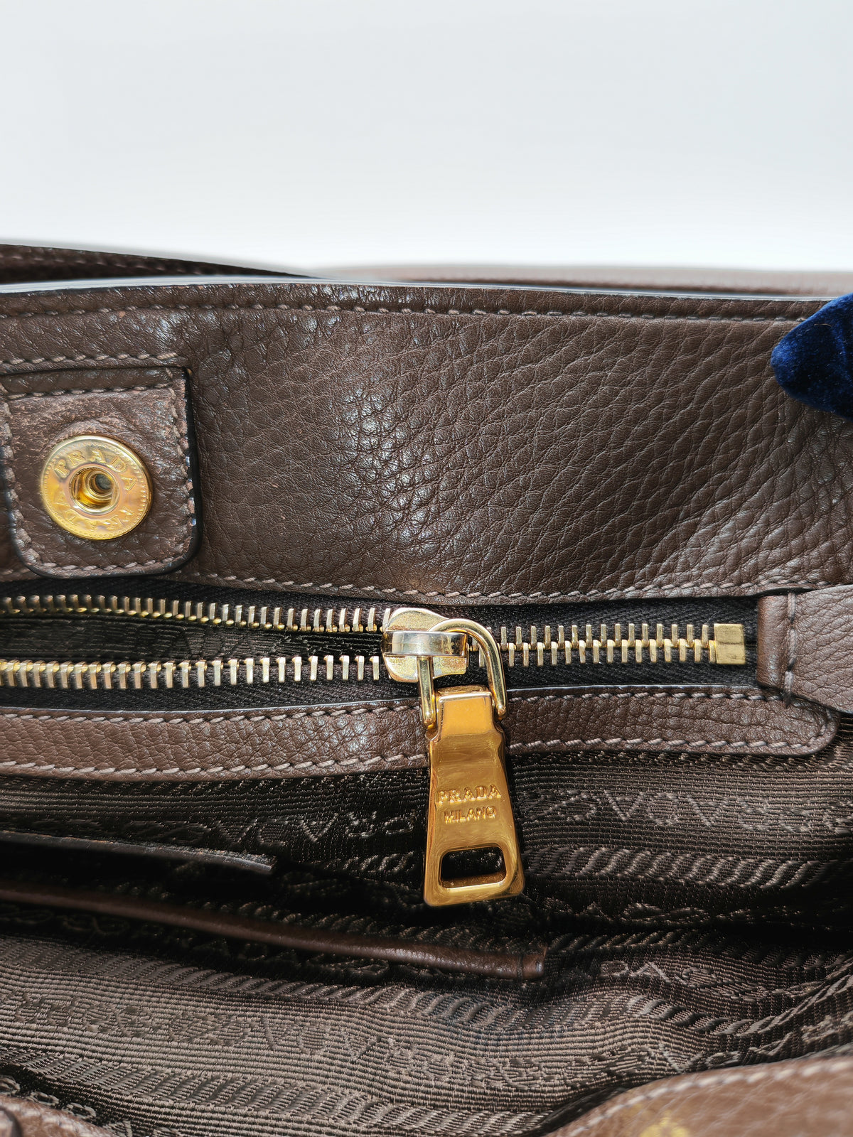 Prada BR4970 Marmo in Caffe Vitello Daino Leather Double-Pocket Tote Bag