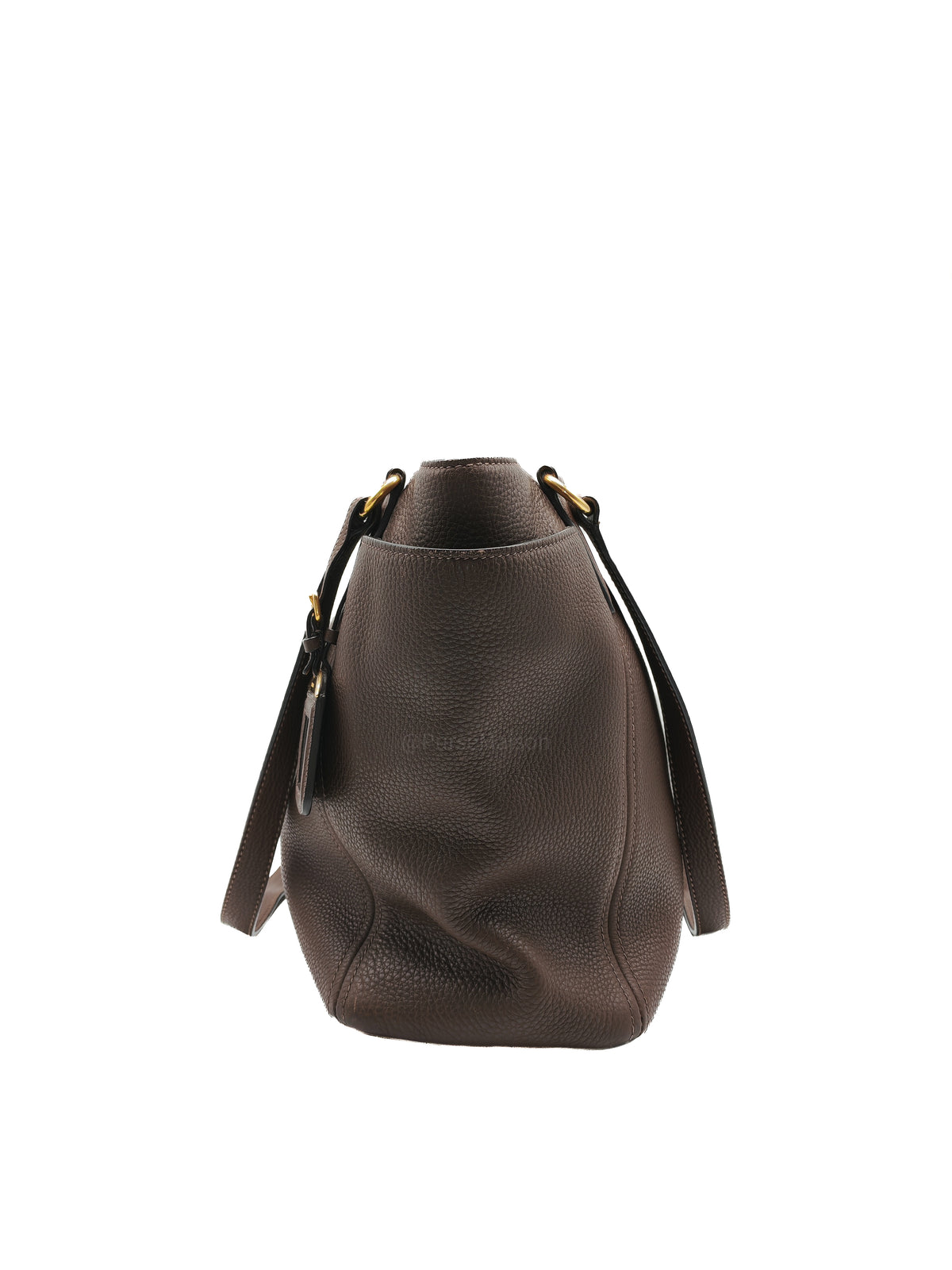 Prada BR4970 Marmo in Caffe Vitello Daino Leather Double-Pocket Tote Bag
