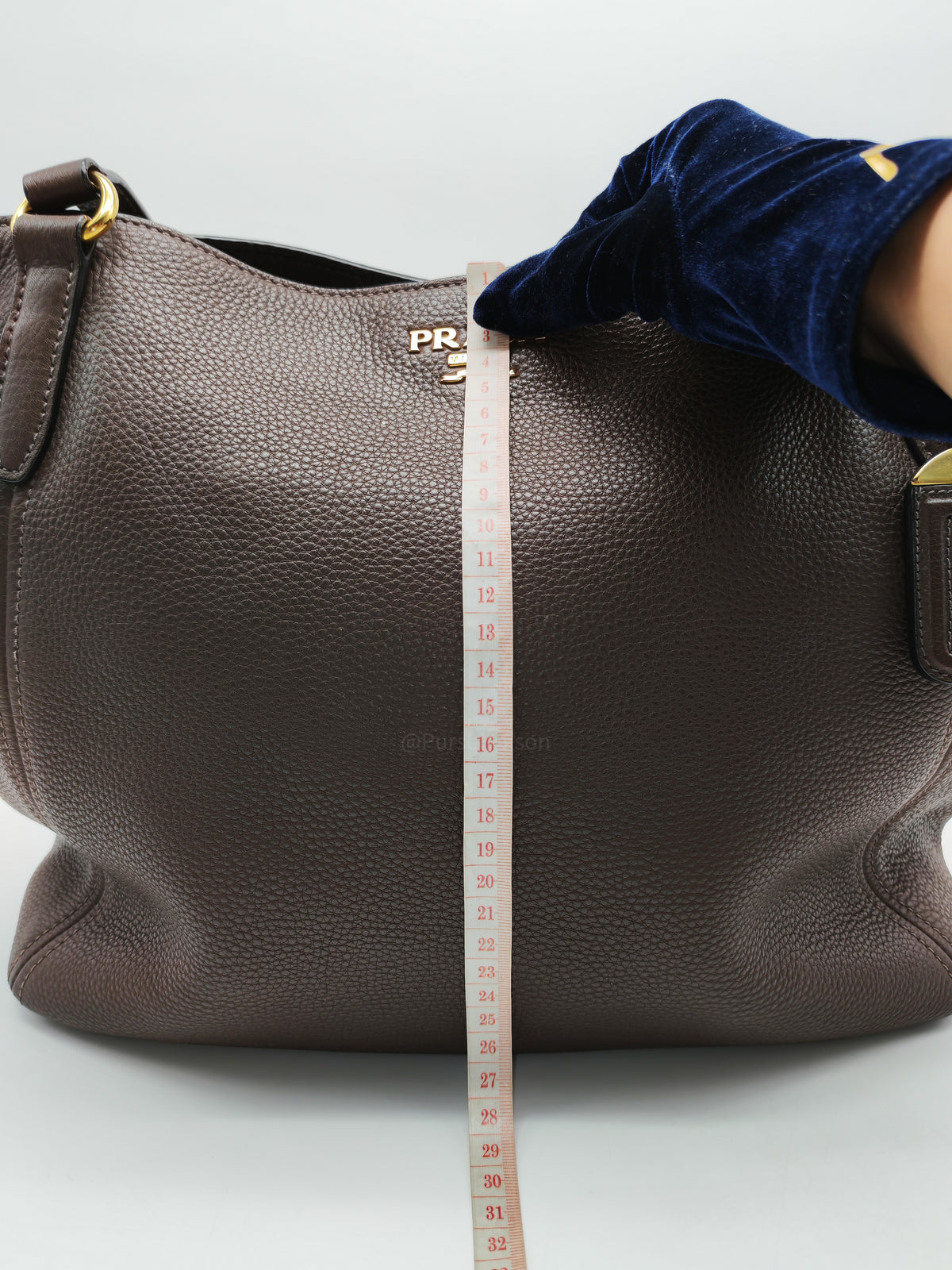 Prada BR4970 Marmo in Caffe Vitello Daino Leather Double-Pocket Tote Bag