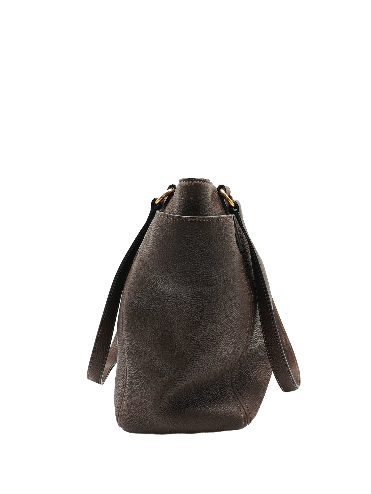 Prada BR4970 Marmo in Caffe Vitello Daino Leather Double-Pocket Tote Bag