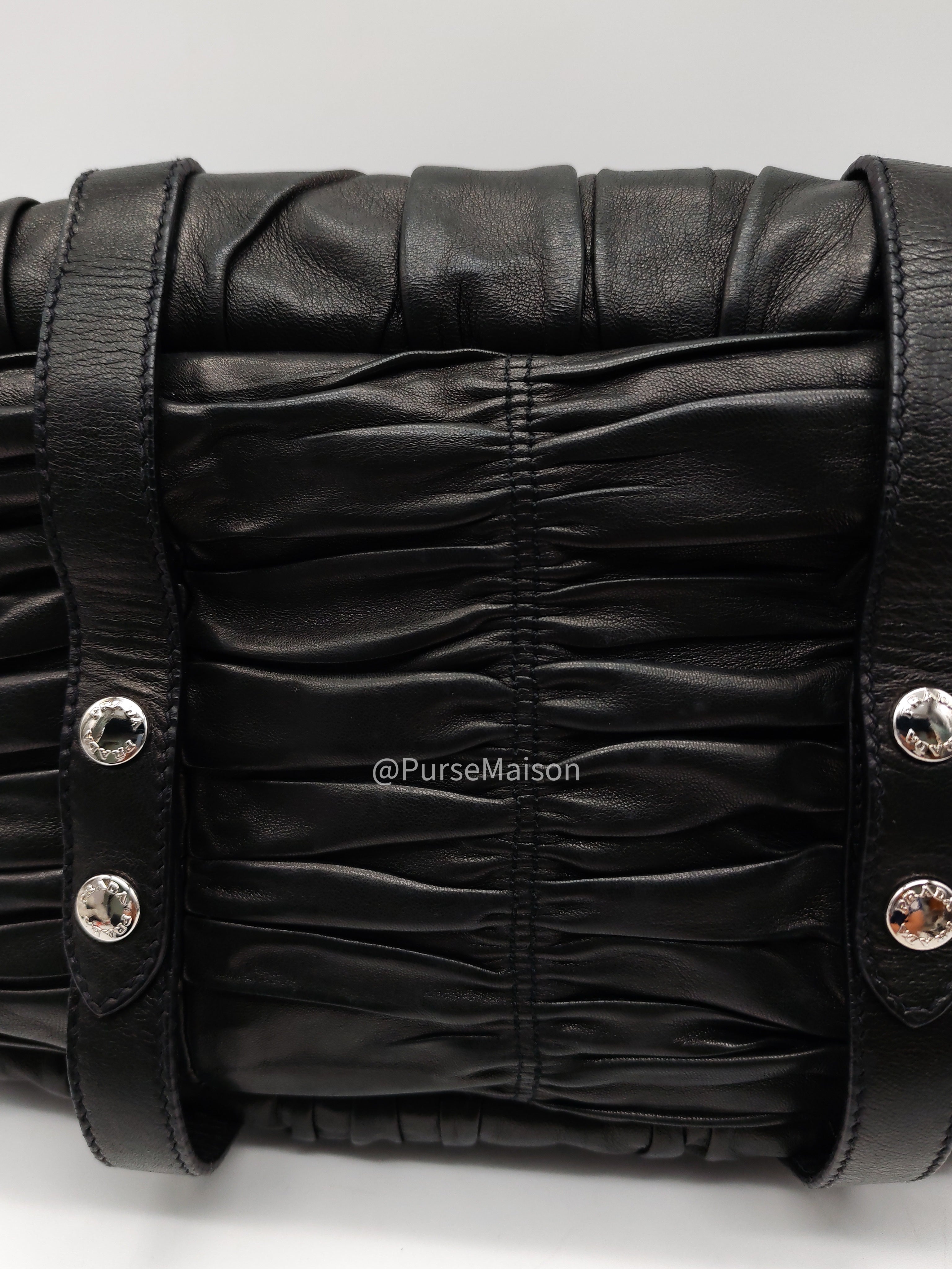 Prada Nappa in Black Gaufre Leather Shoulder Bag