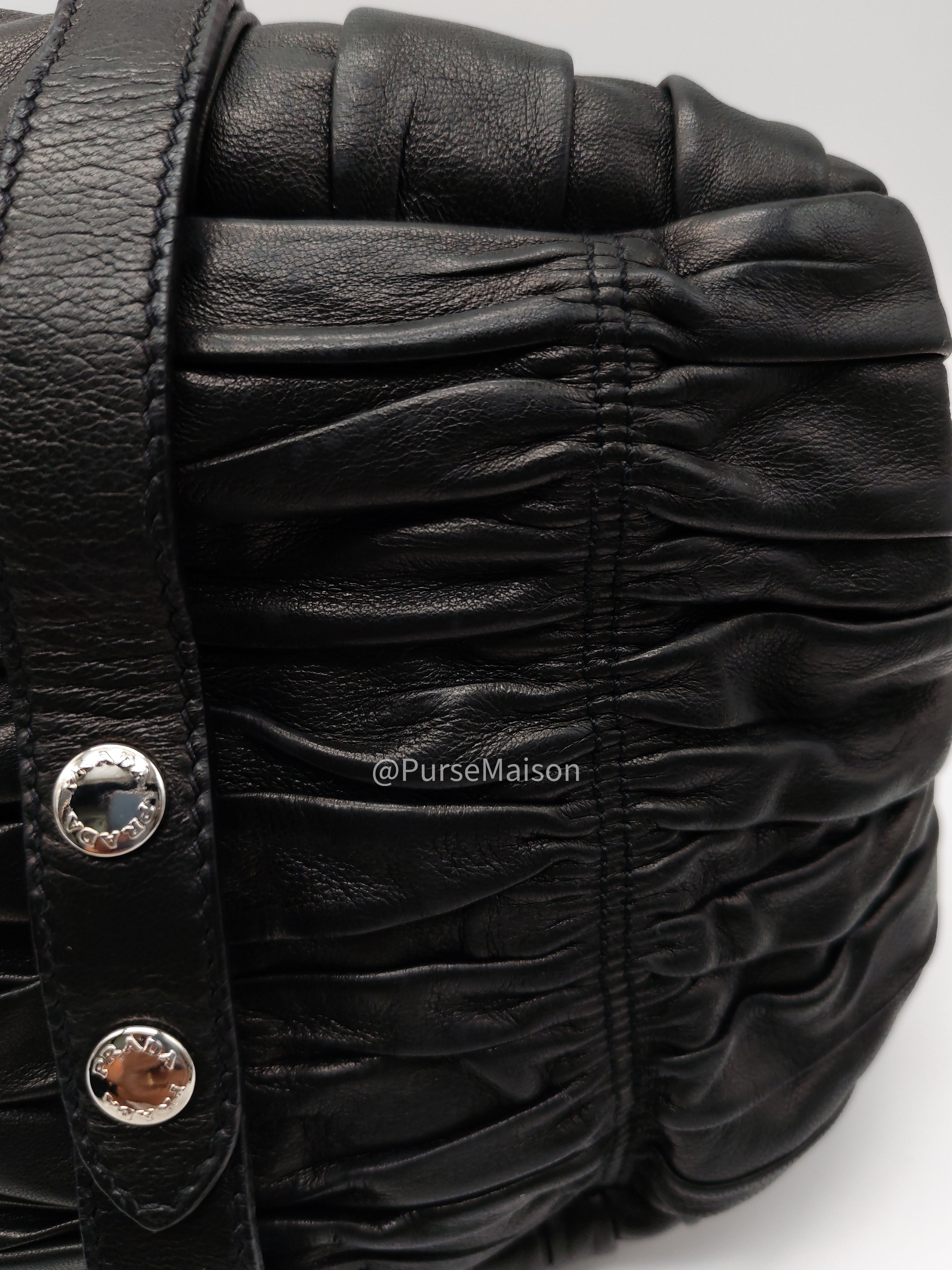 Prada Nappa in Black Gaufre Leather Shoulder Bag