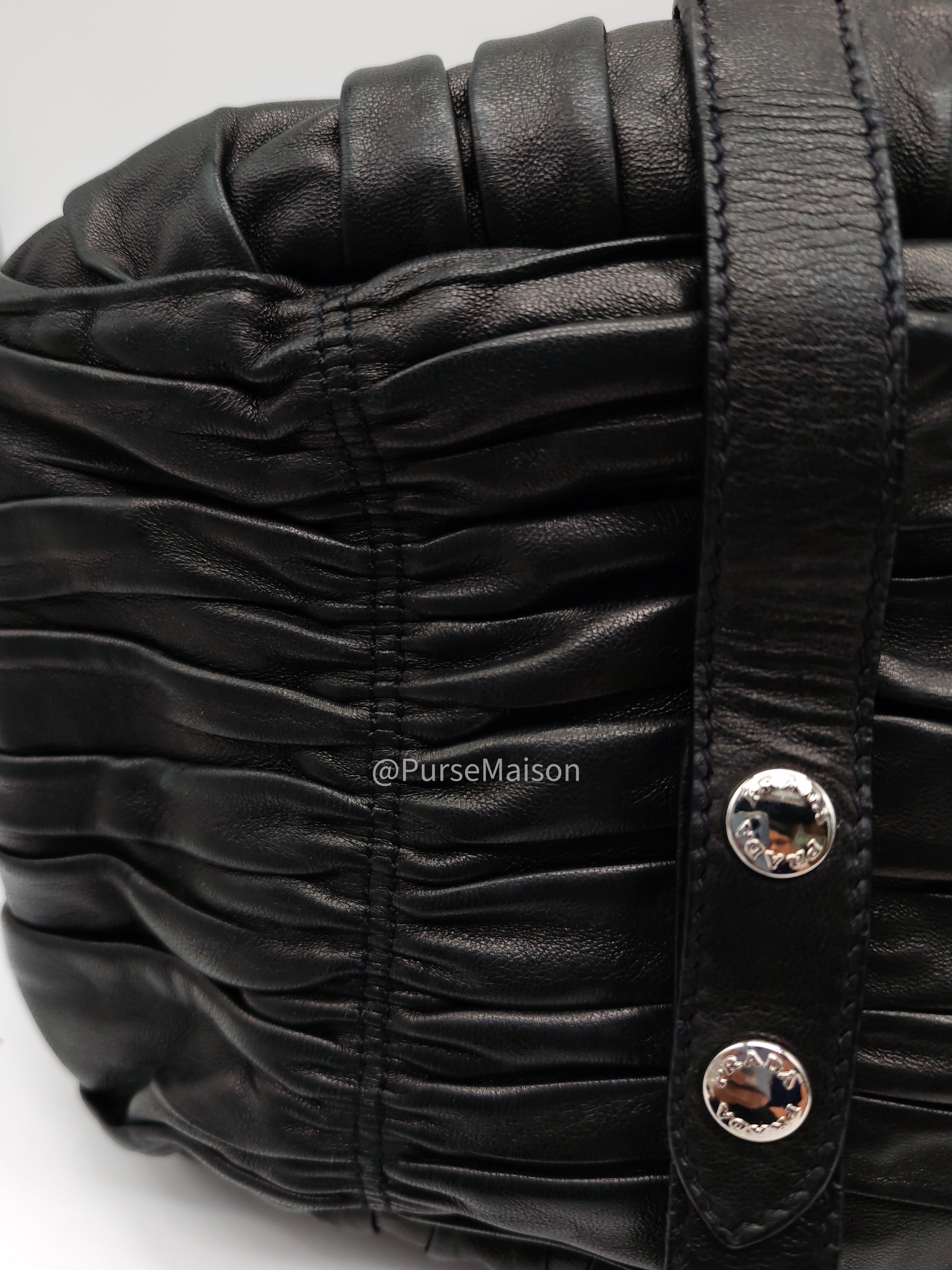Prada Nappa in Black Gaufre Leather Shoulder Bag