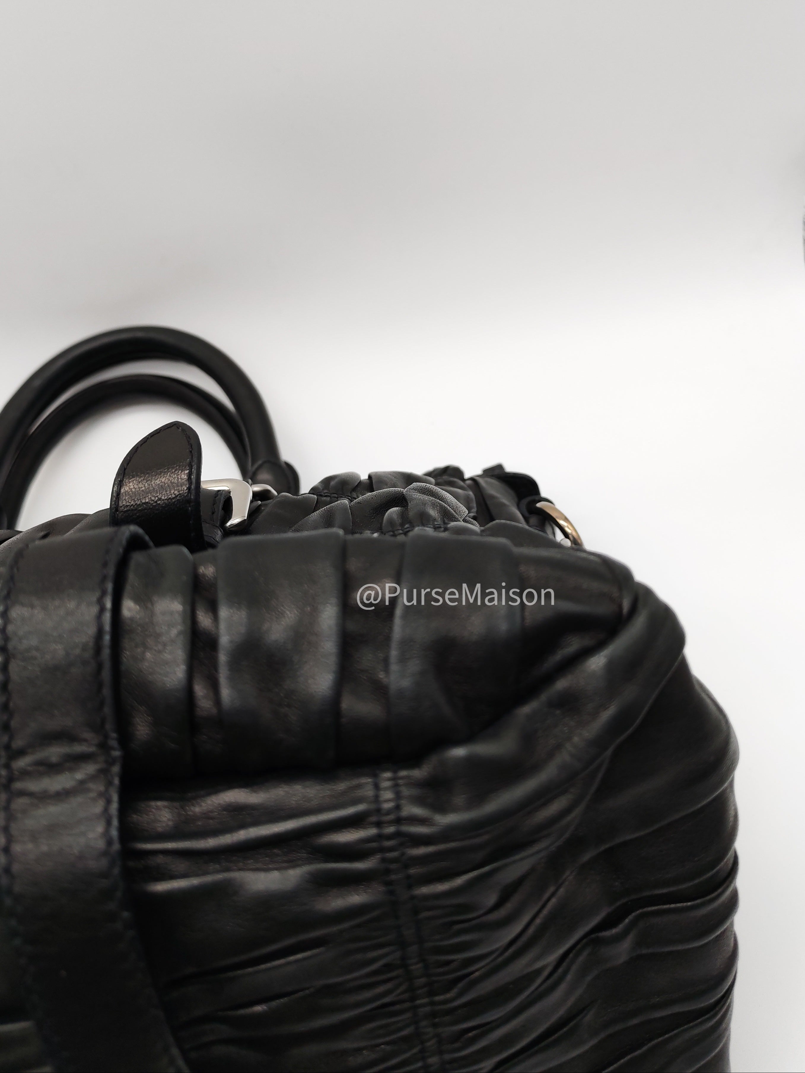 Prada Nappa in Black Gaufre Leather Shoulder Bag