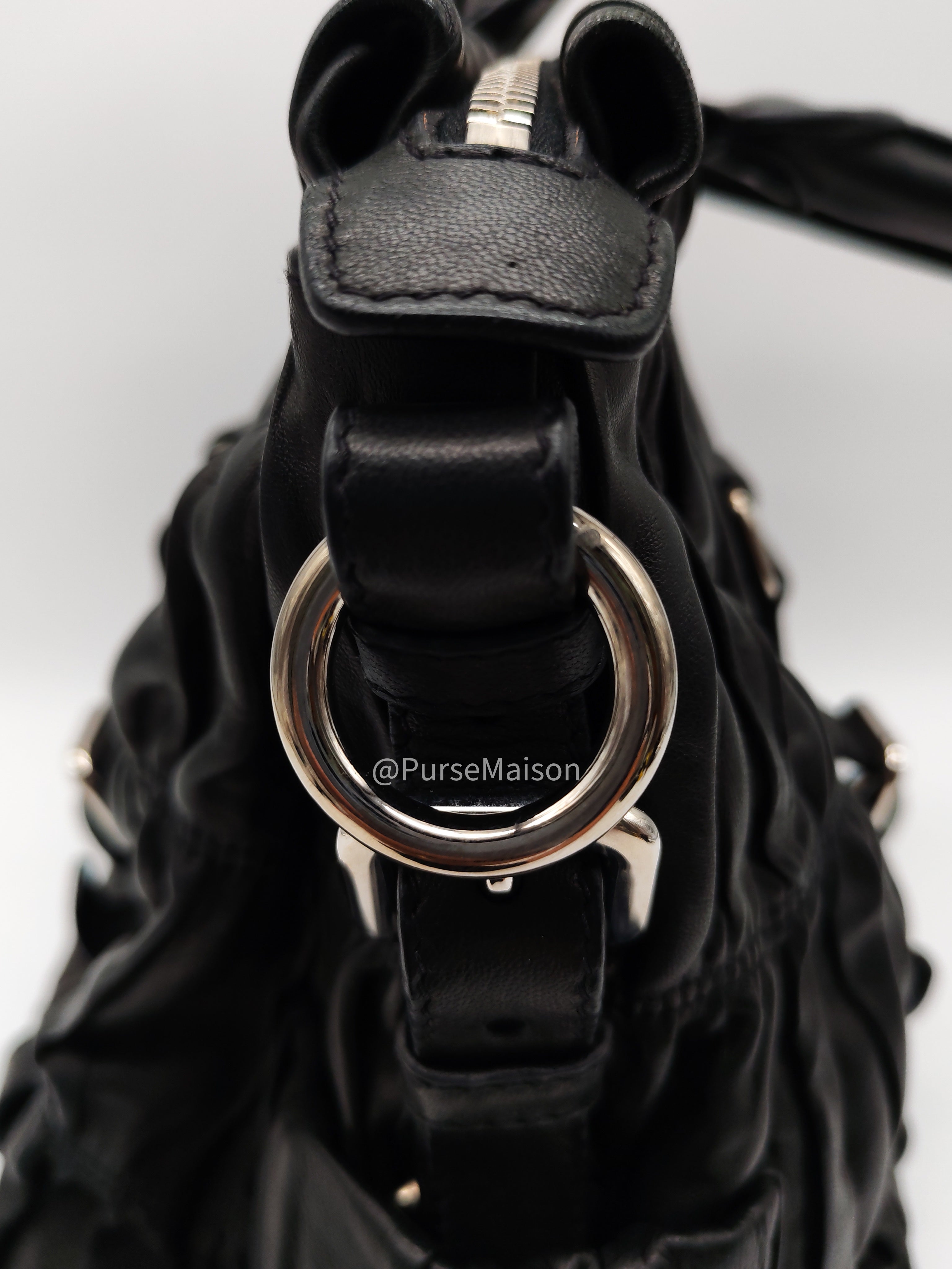 Prada Nappa in Black Gaufre Leather Shoulder Bag