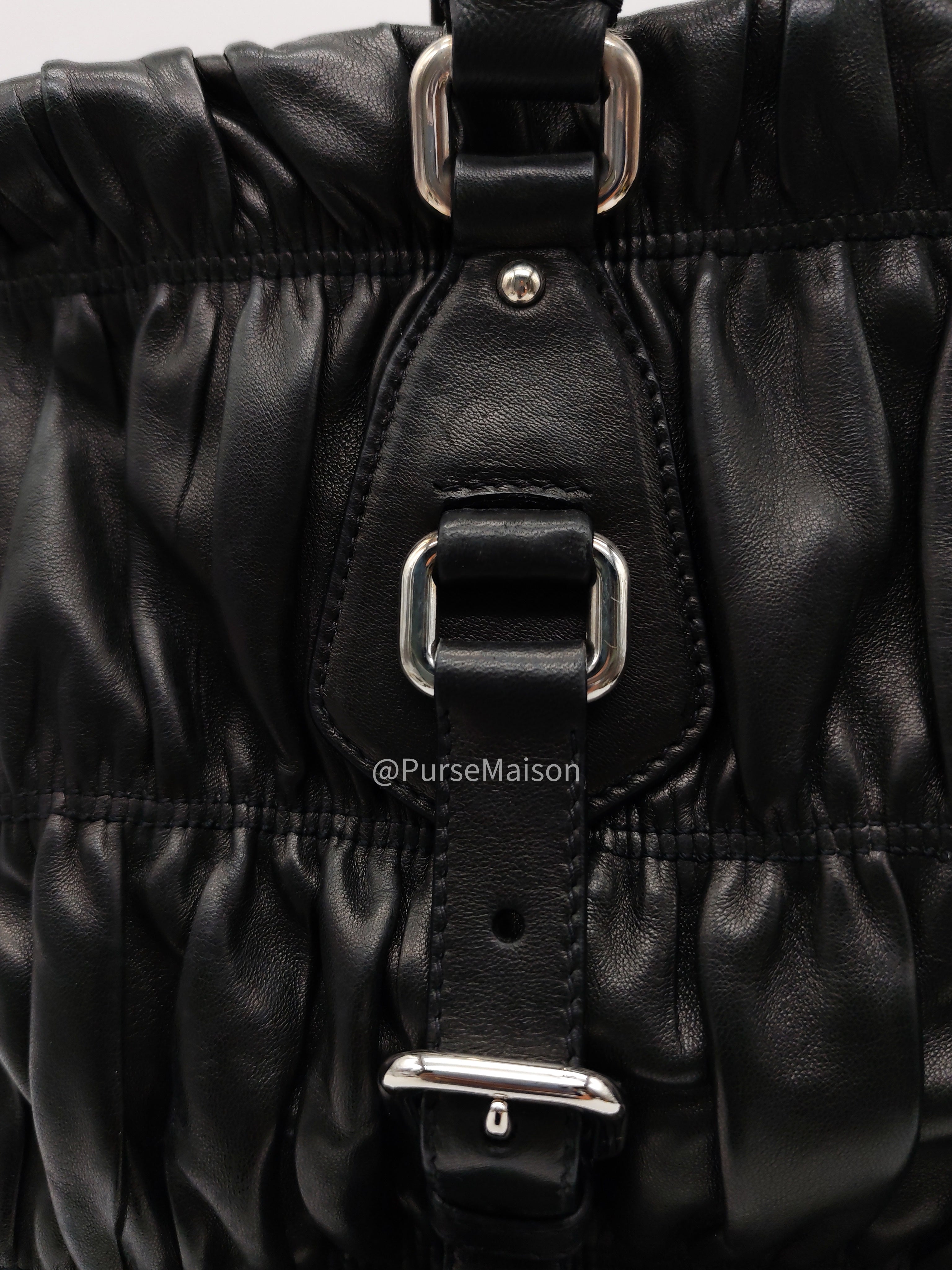 Prada Nappa in Black Gaufre Leather Shoulder Bag
