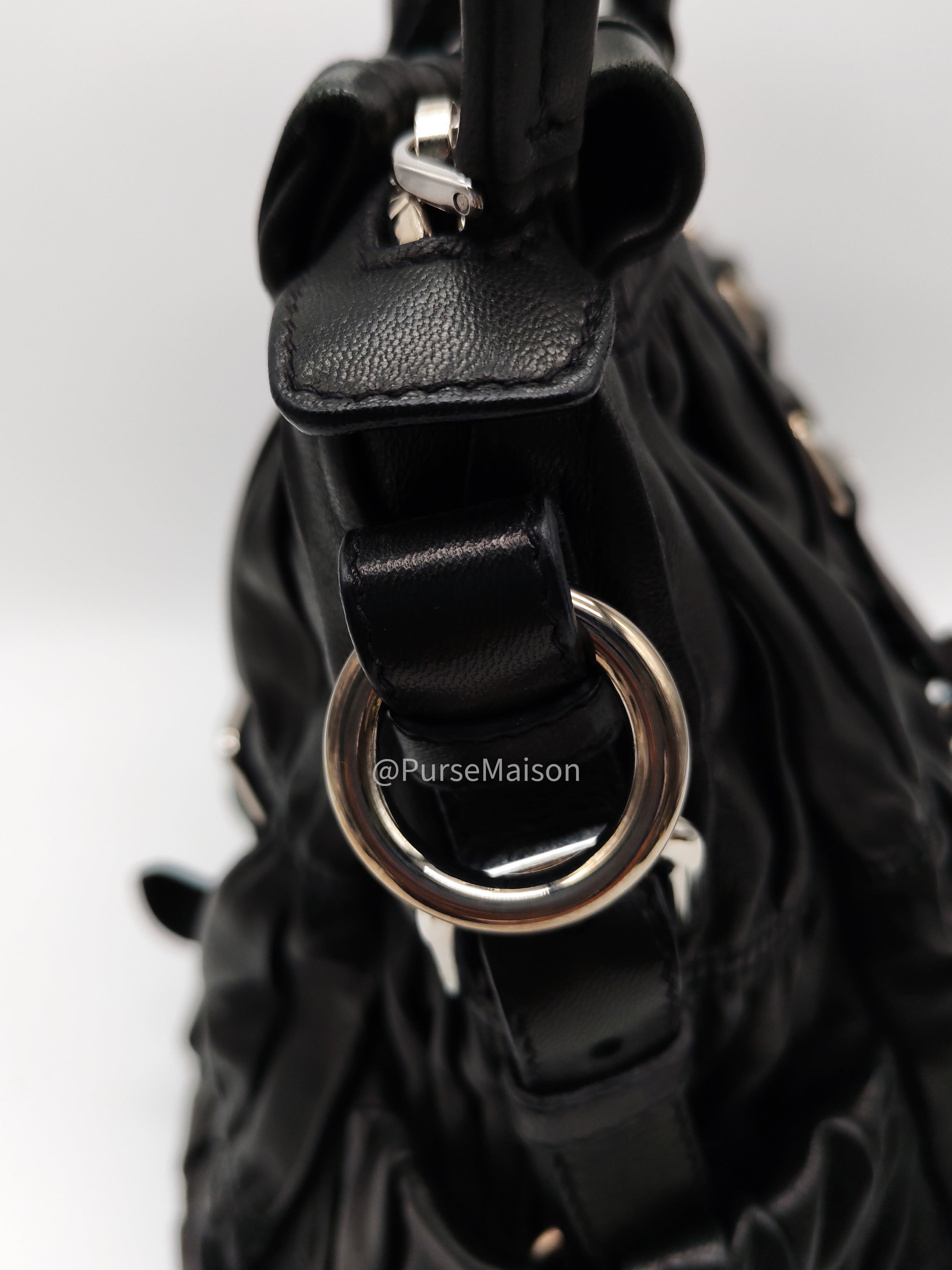 Prada Nappa in Black Gaufre Leather Shoulder Bag