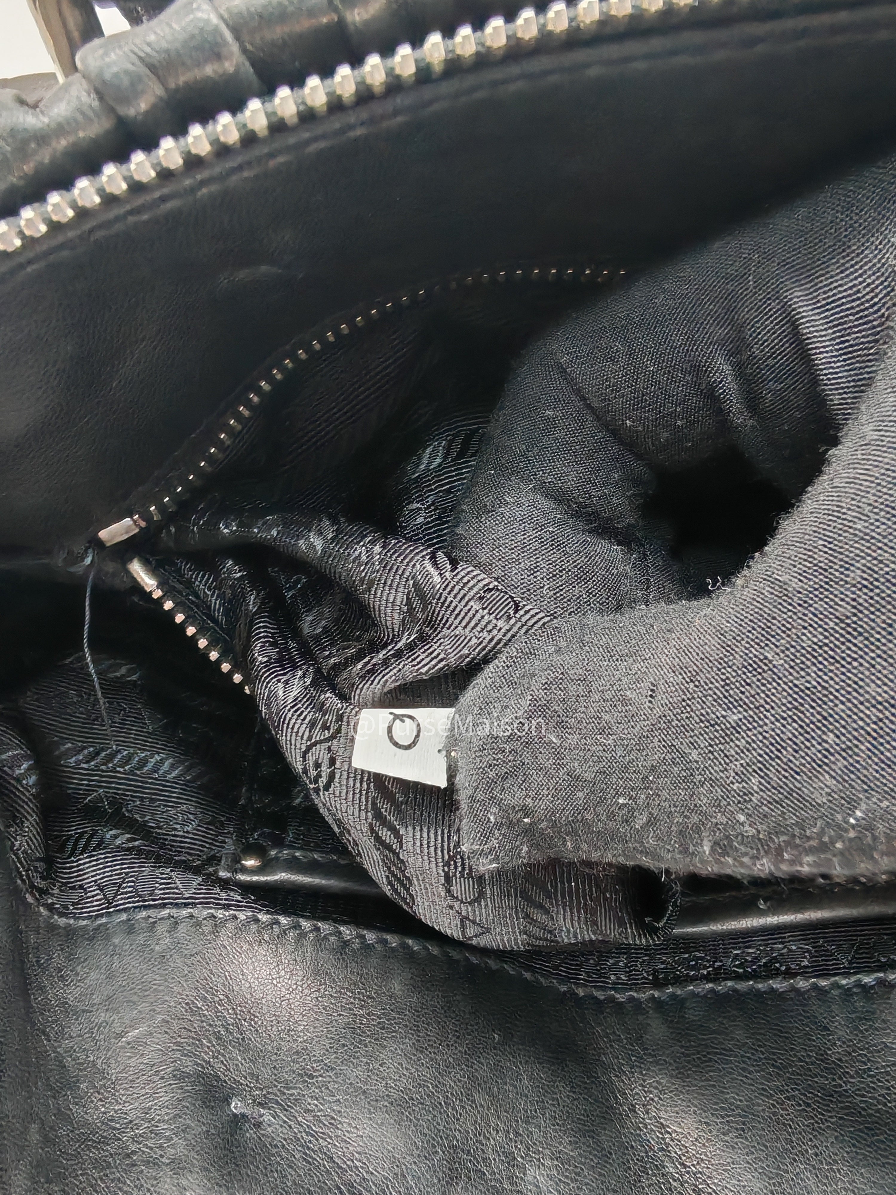 Prada Nappa in Black Gaufre Leather Shoulder Bag