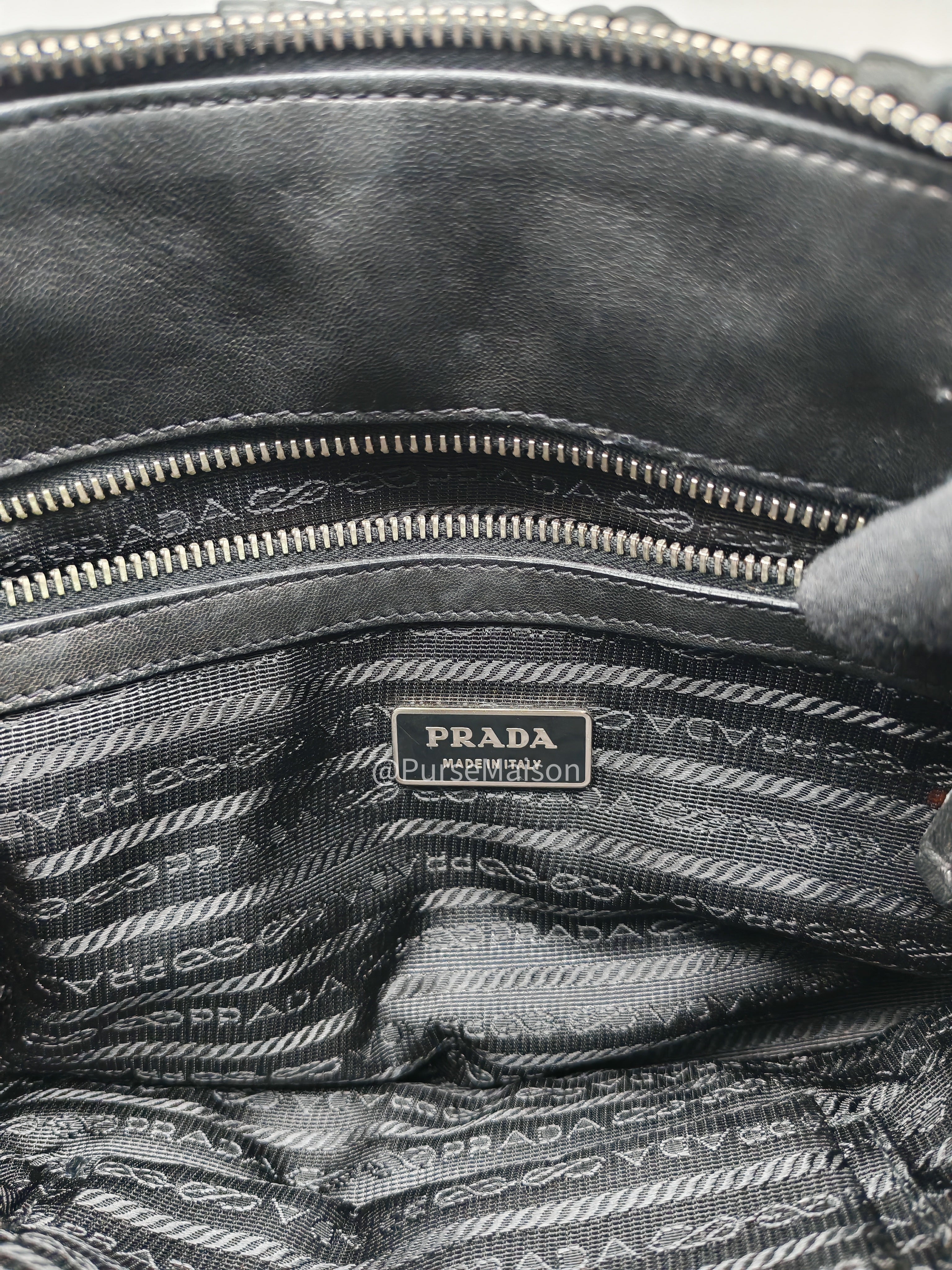 Prada Nappa in Black Gaufre Leather Shoulder Bag
