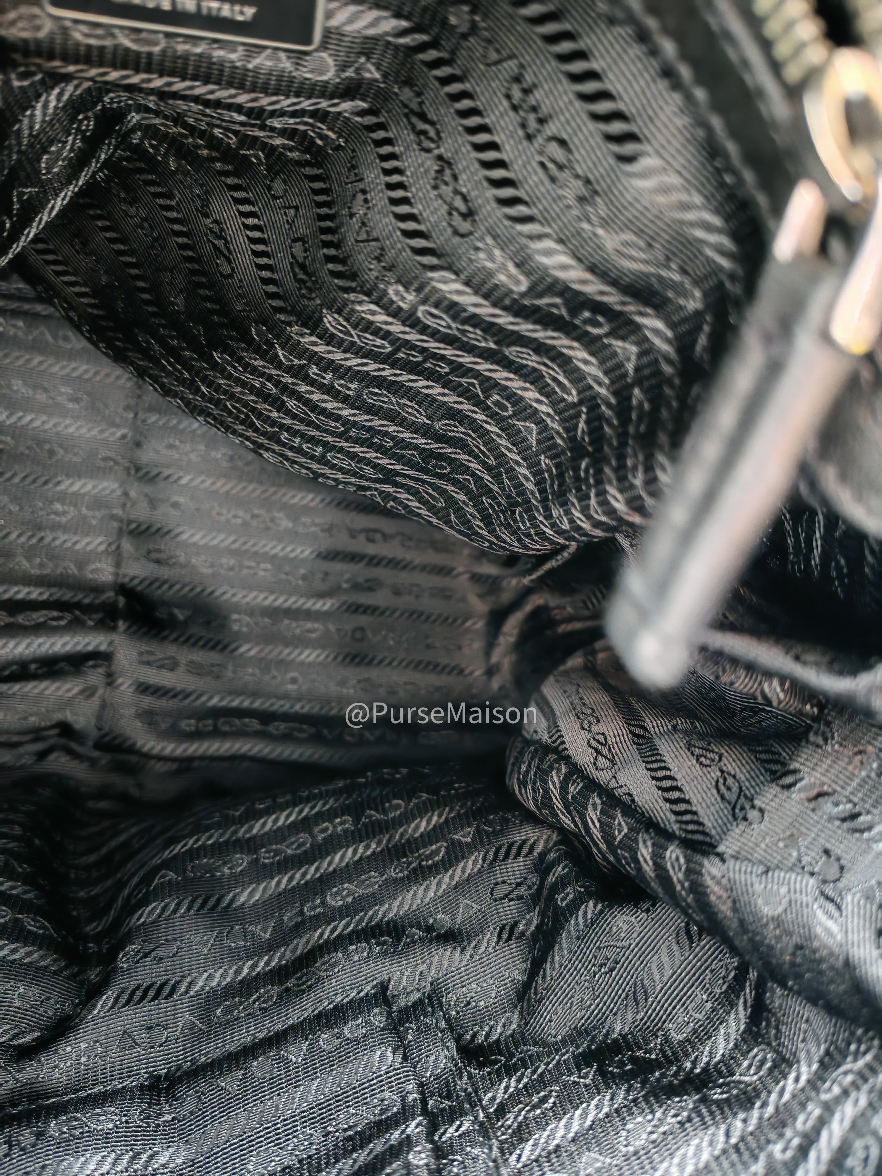 Prada Nappa in Black Gaufre Leather Shoulder Bag